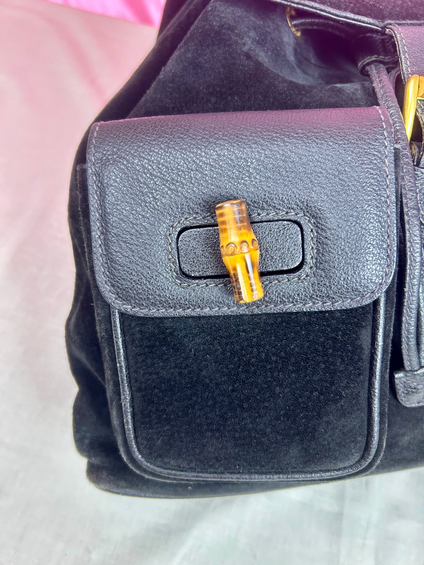 Black Gucci Bamboo Backpack