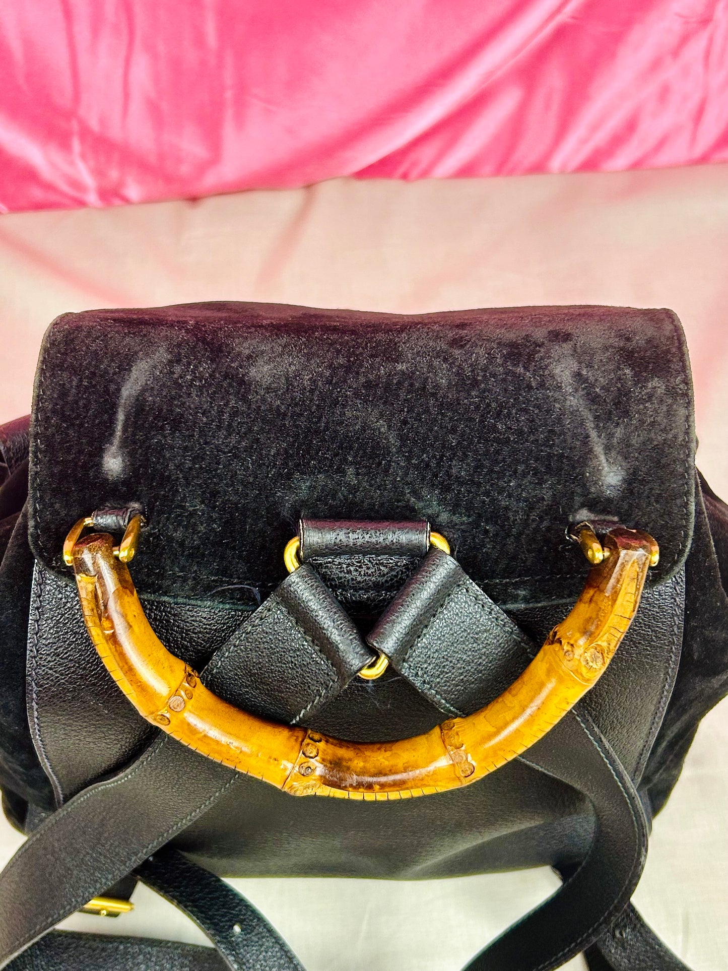 Black Gucci Bamboo Backpack