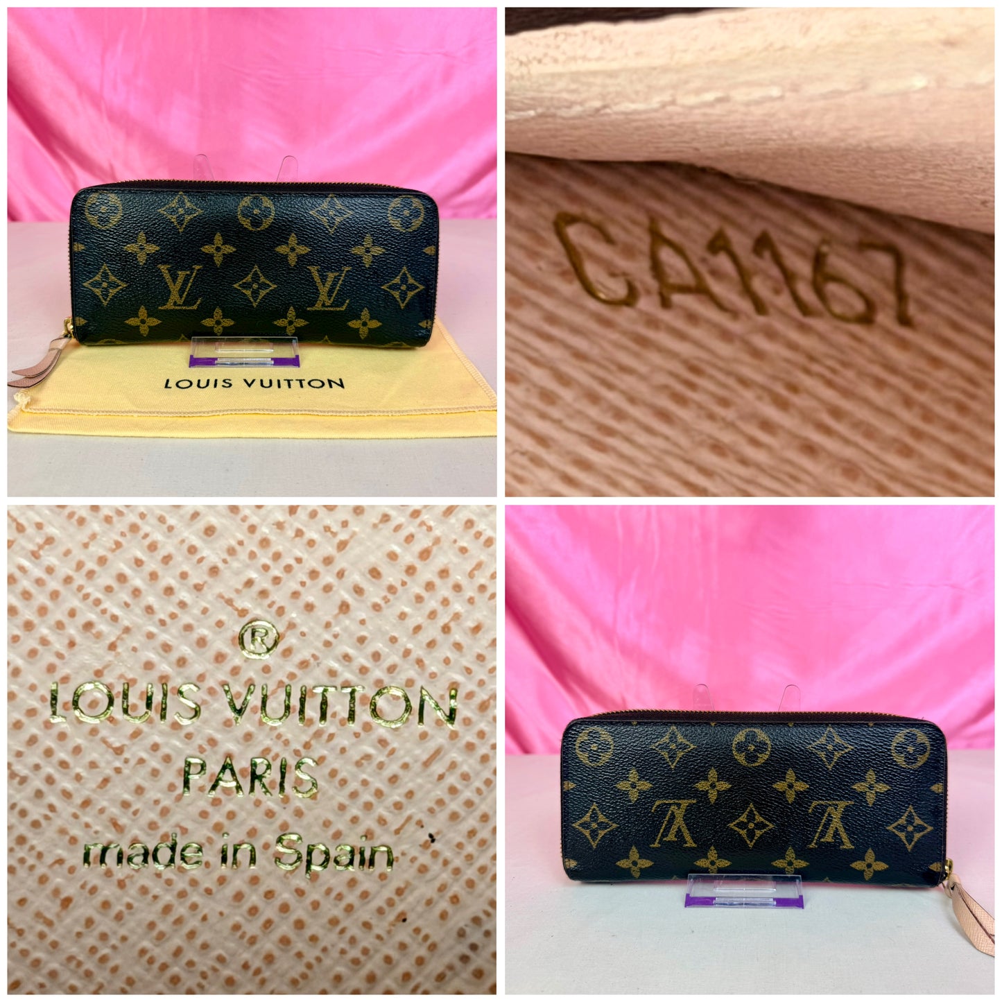 Louis Vuitton Clemence Wallet in Mono/Rose