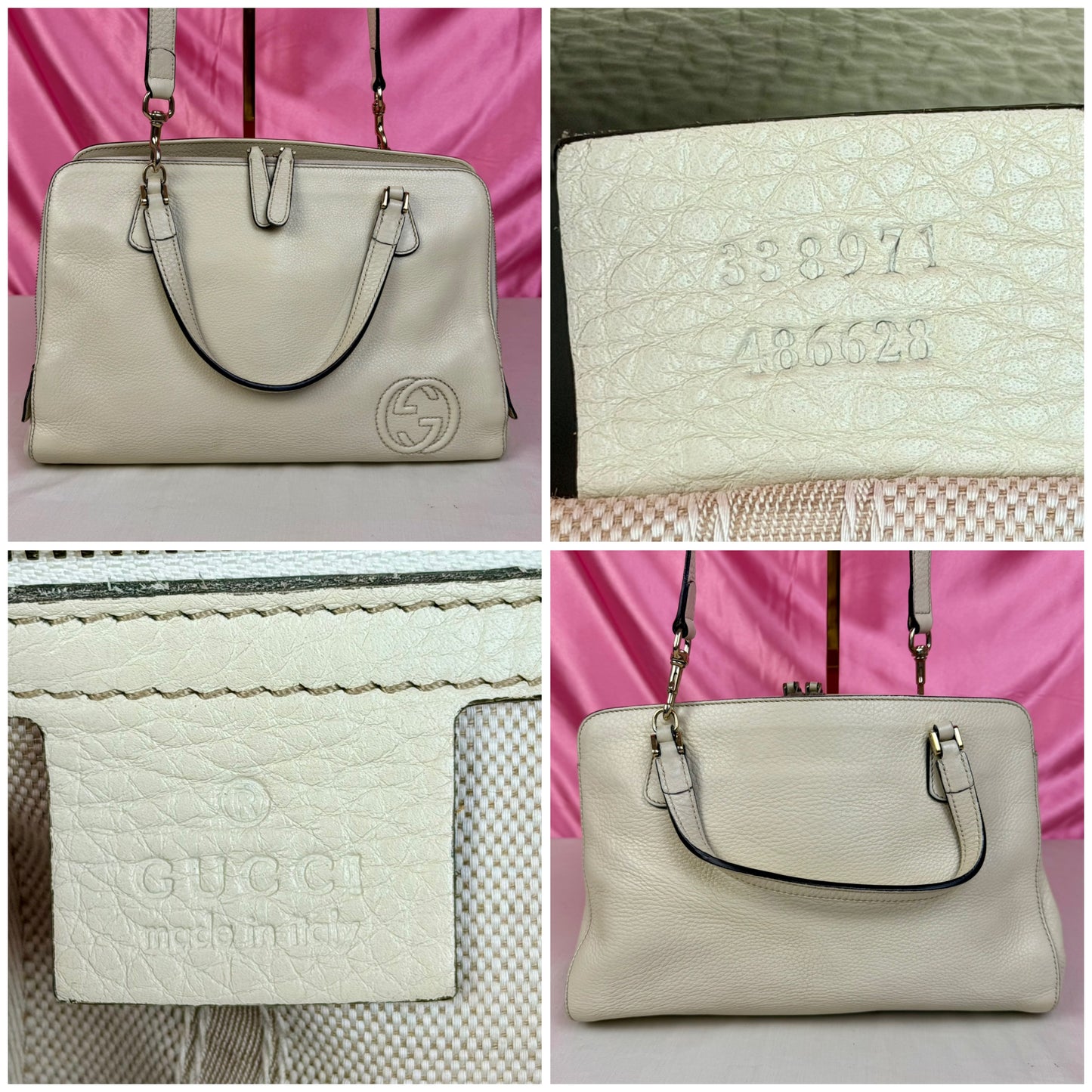 White Leather Interlocking G