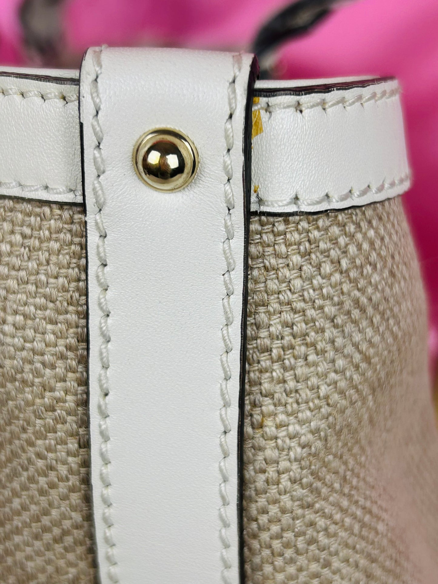 White and Linen Gucci Tote
