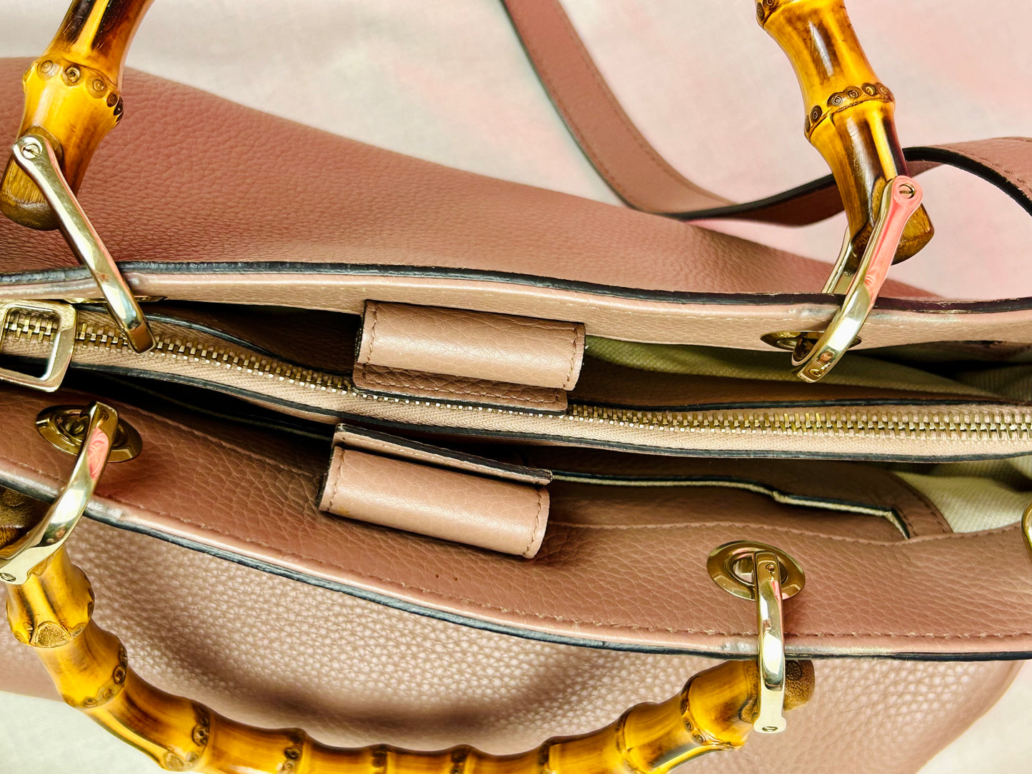 Mauve Gucci Bamboo Handle Two-Way