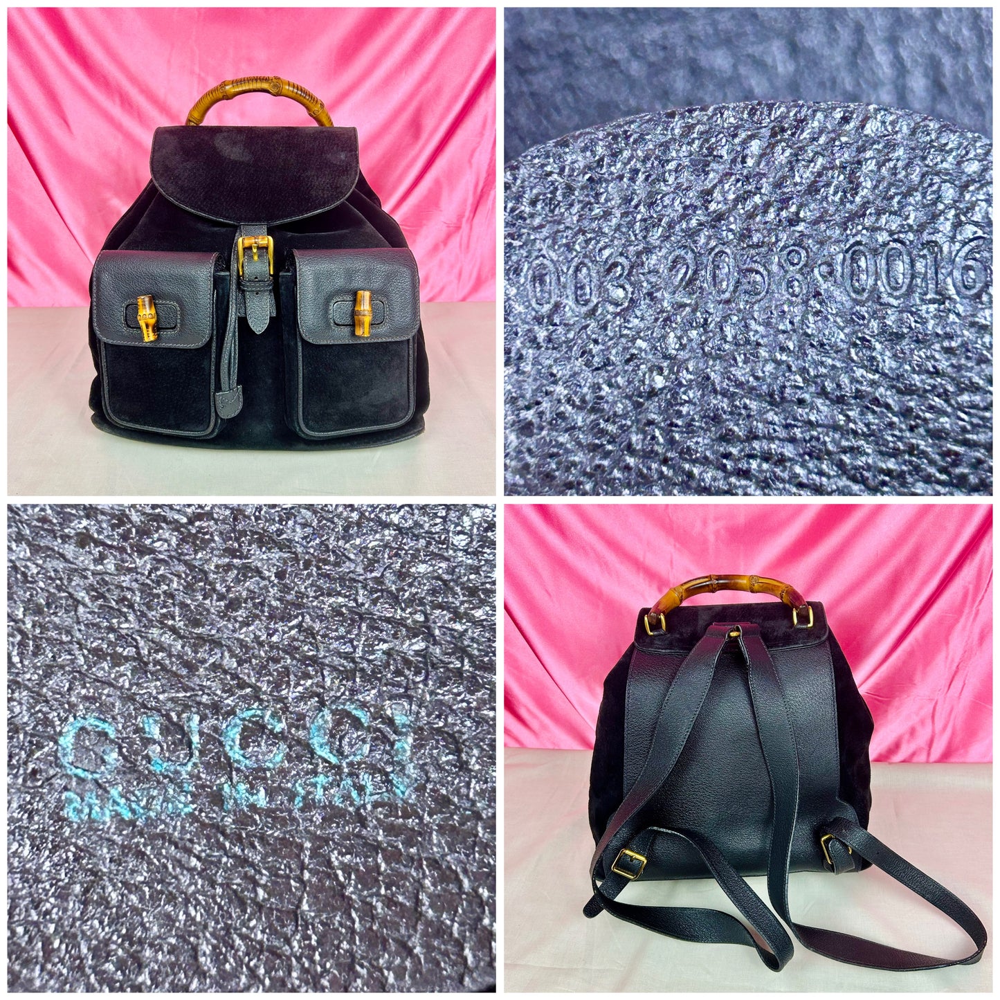 Black Gucci Bamboo Backpack