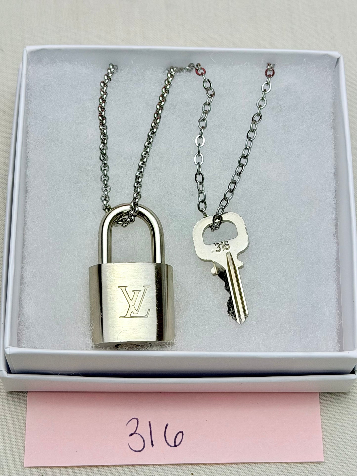 Silver Lock and Key Necklaces (4)