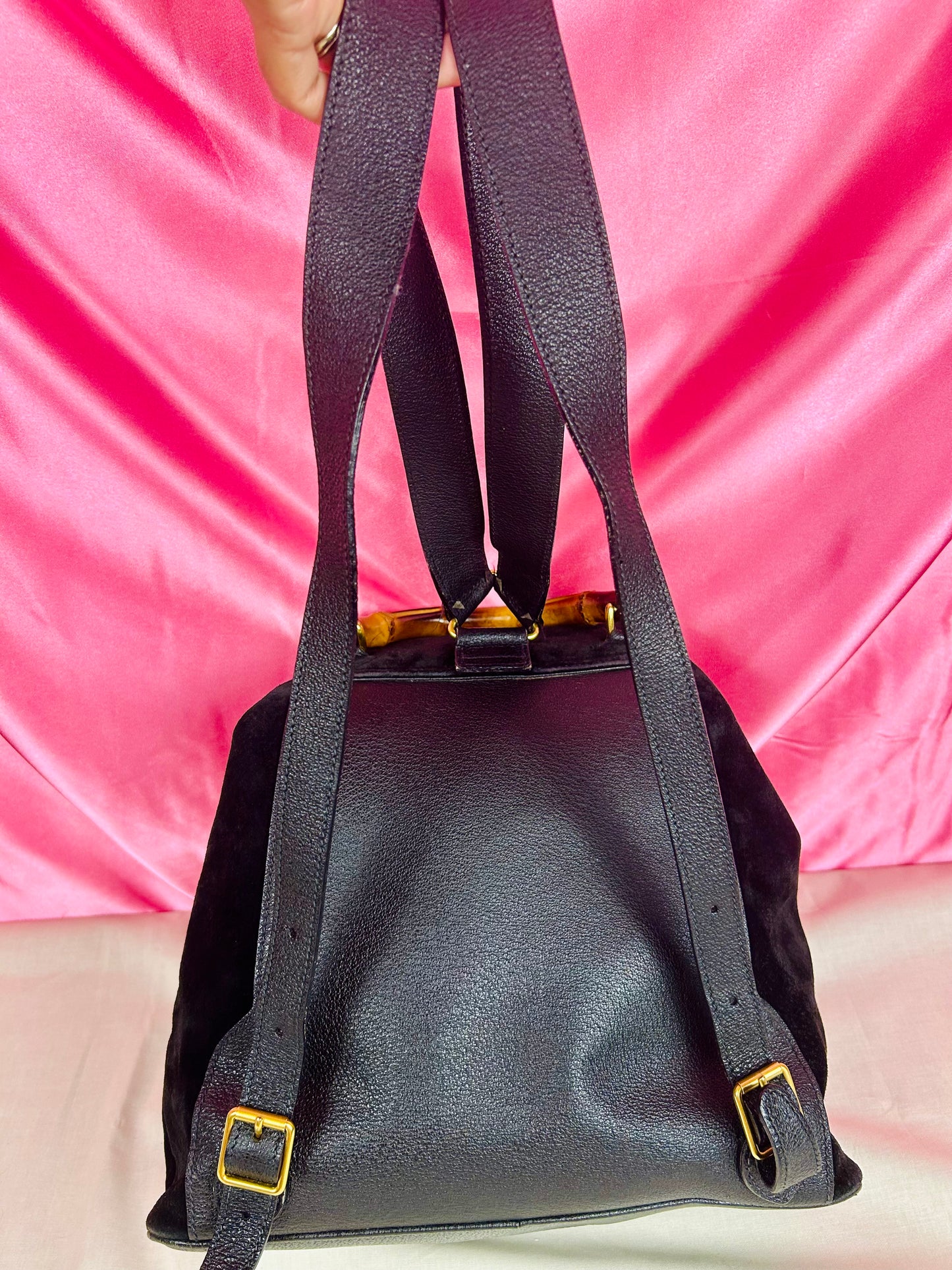 Black Gucci Bamboo Backpack