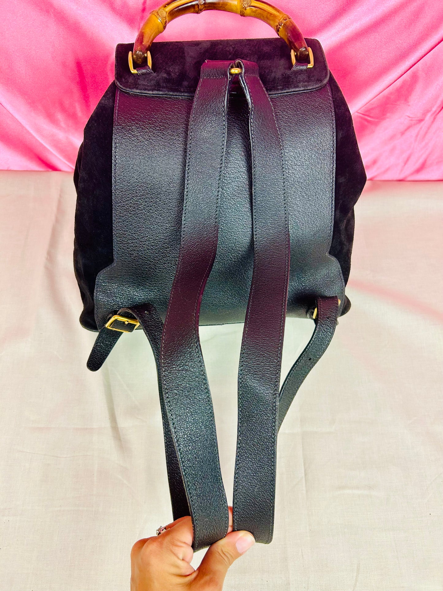 Black Gucci Bamboo Backpack