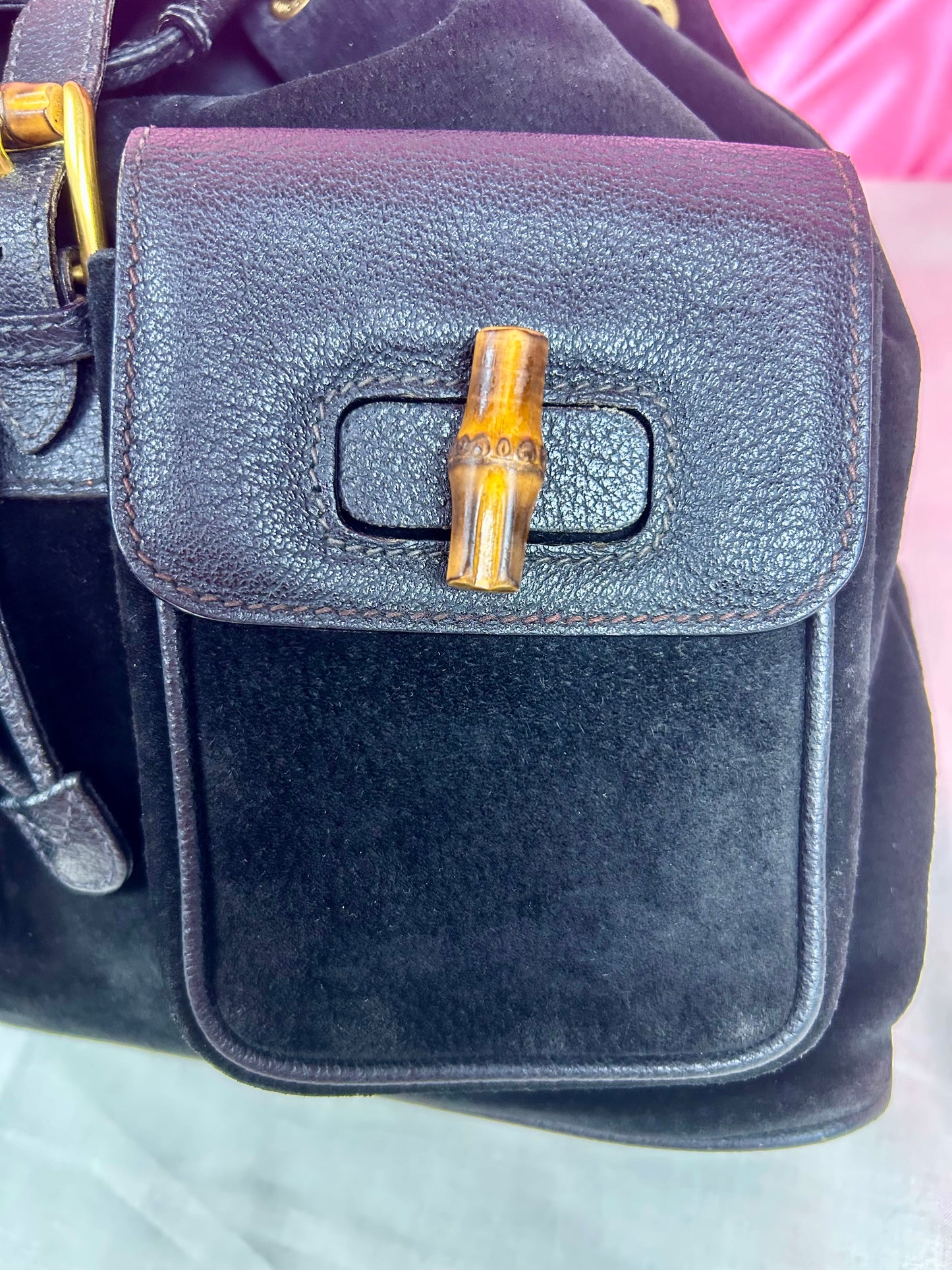 Black Gucci Bamboo Backpack