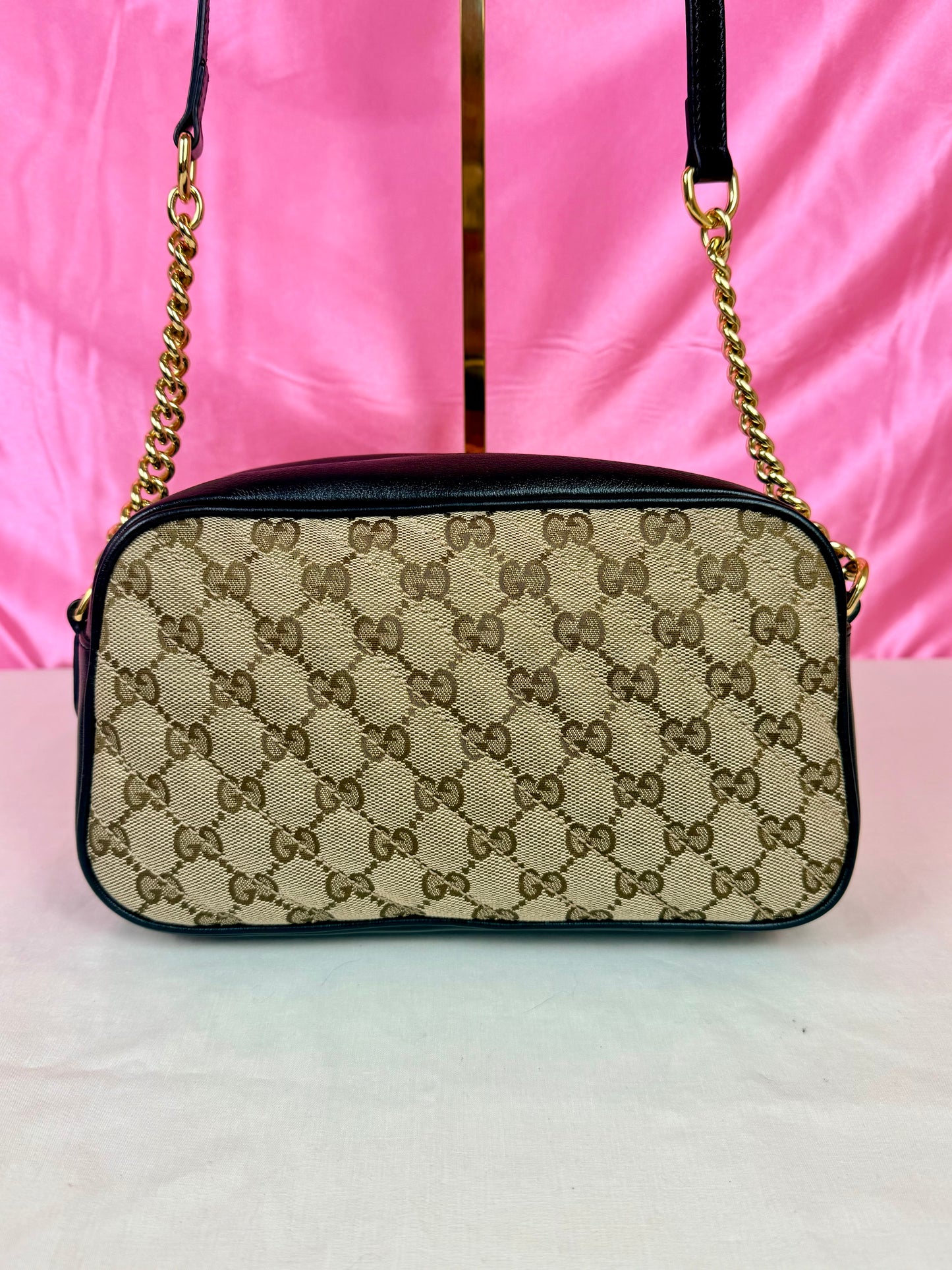 Black and Beige Small Gucci Marmont