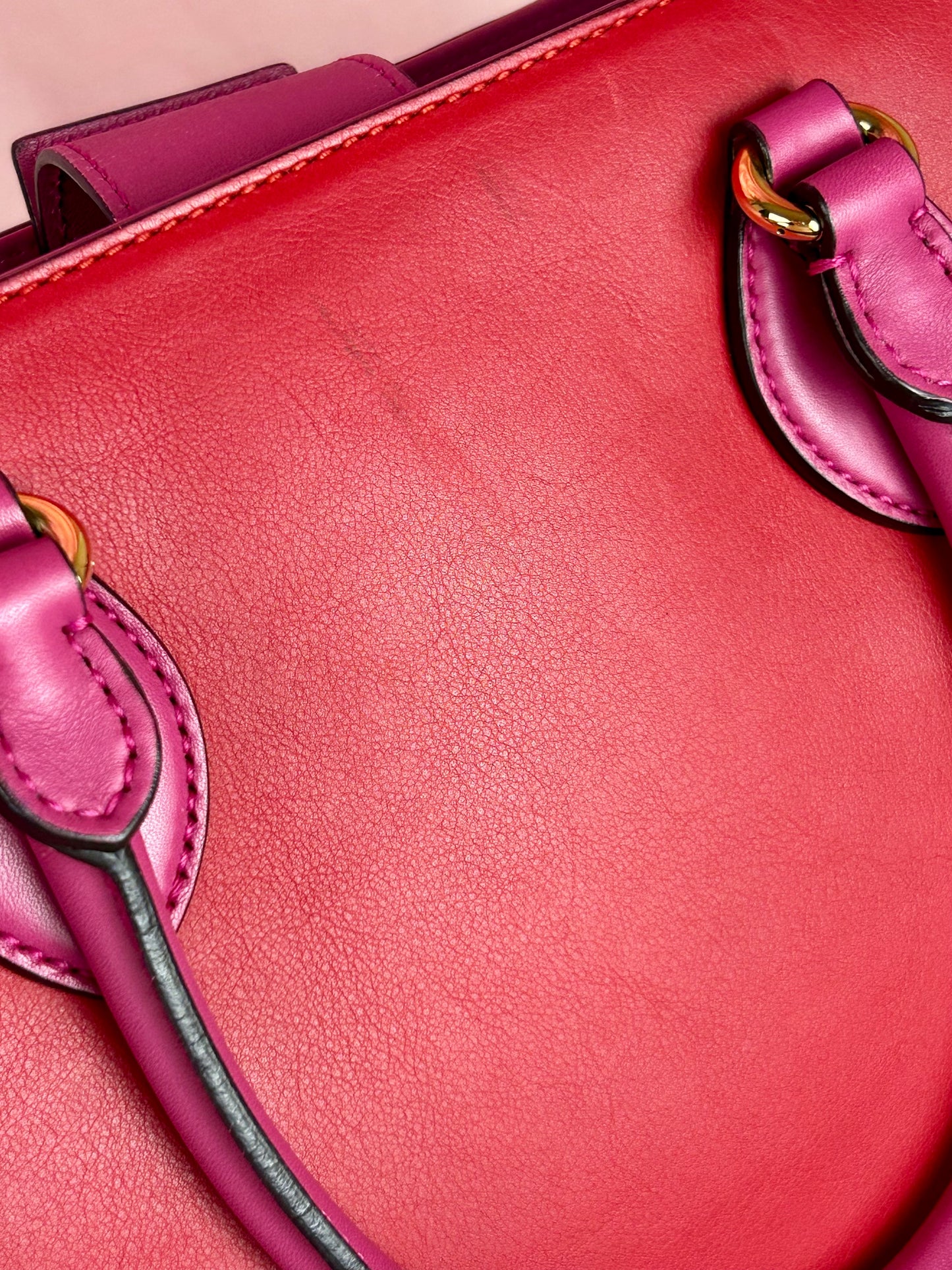 Gucci Red and Pink Open Top Tote