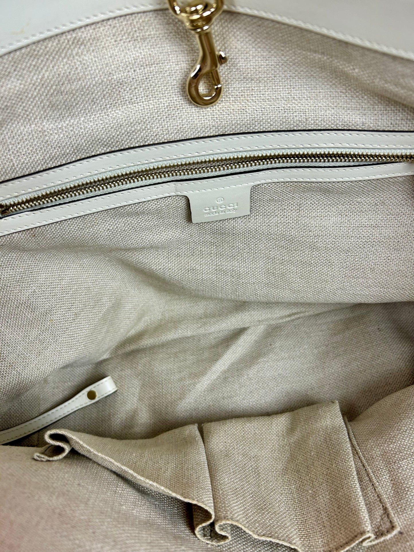 White and Linen Gucci Tote