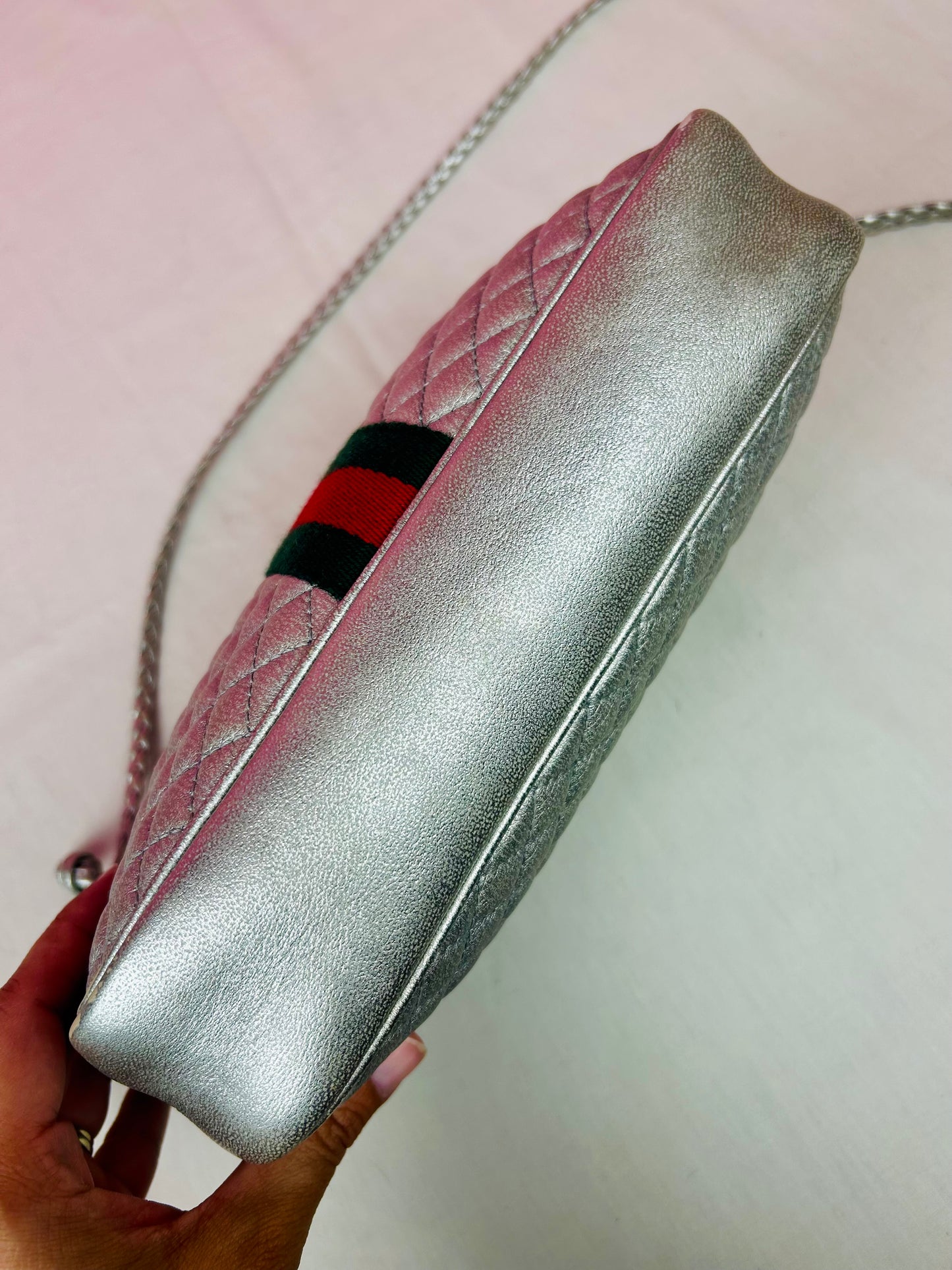 Silver Gucci Napa Trapuntata Crossbody