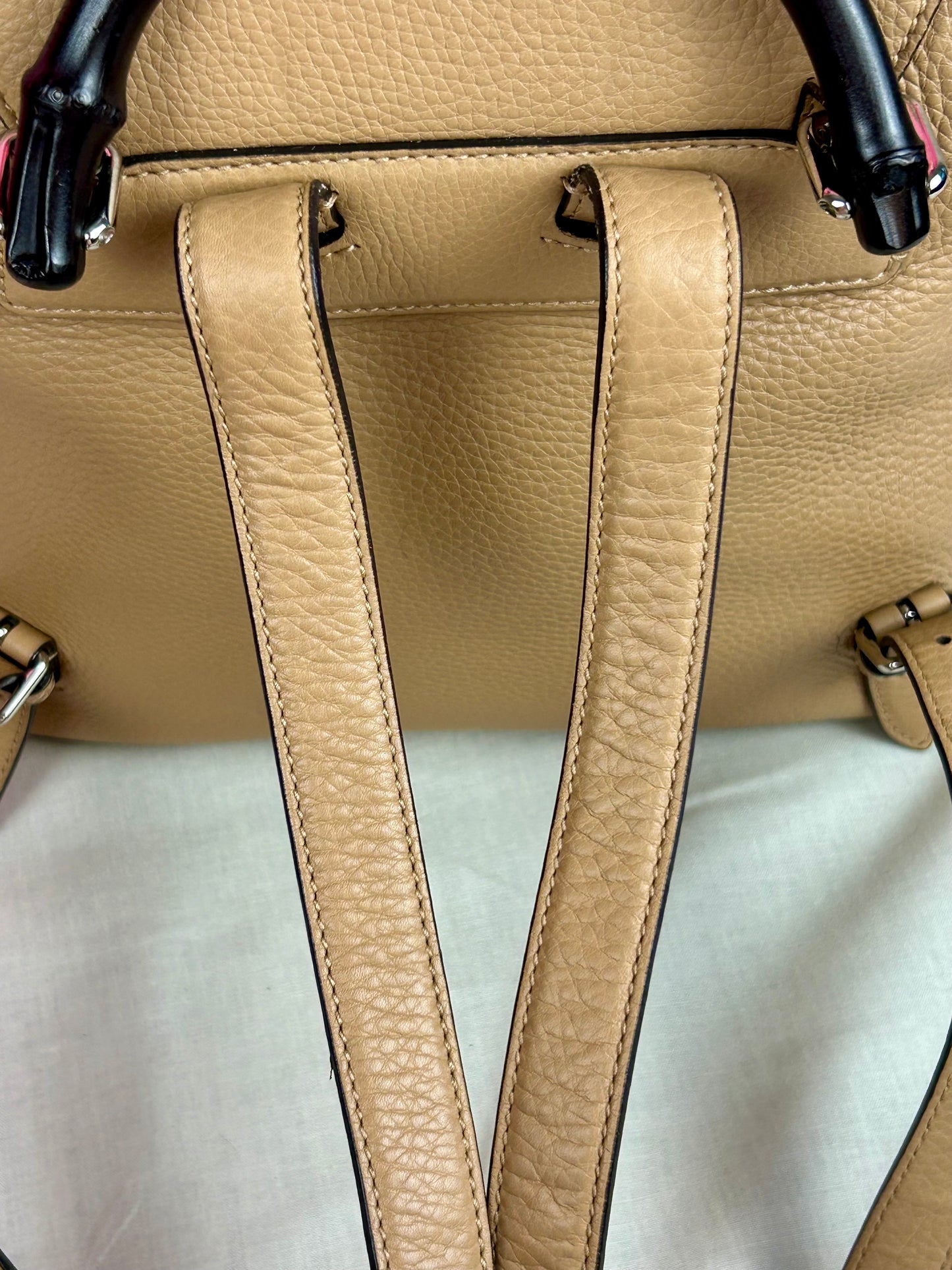Gucci Tan Leather Bamboo Backpack (New Model)