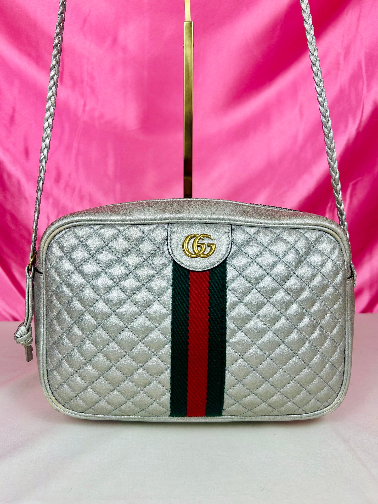 Silver Gucci Napa Trapuntata Crossbody