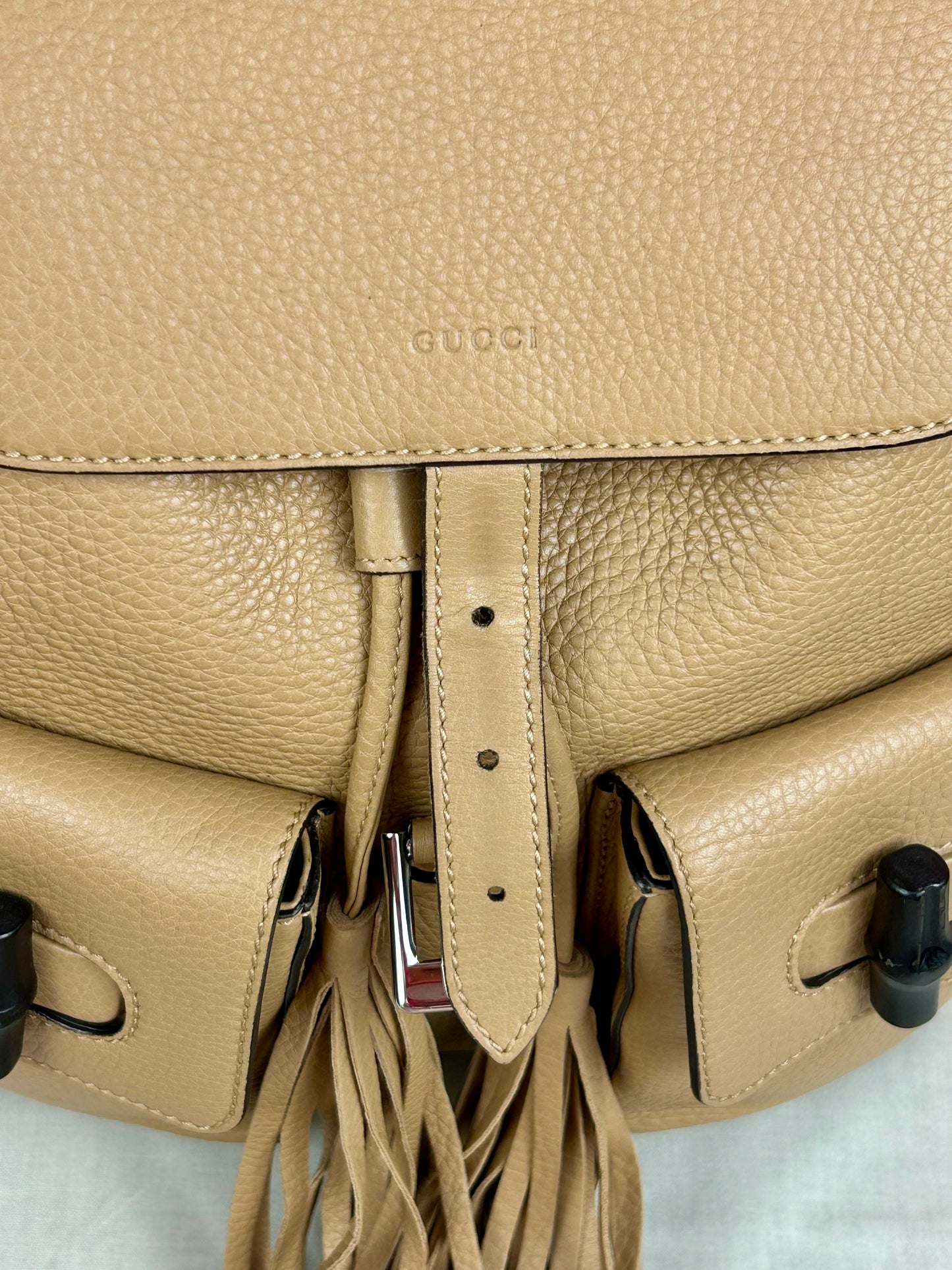 Gucci Tan Leather Bamboo Backpack (New Model)