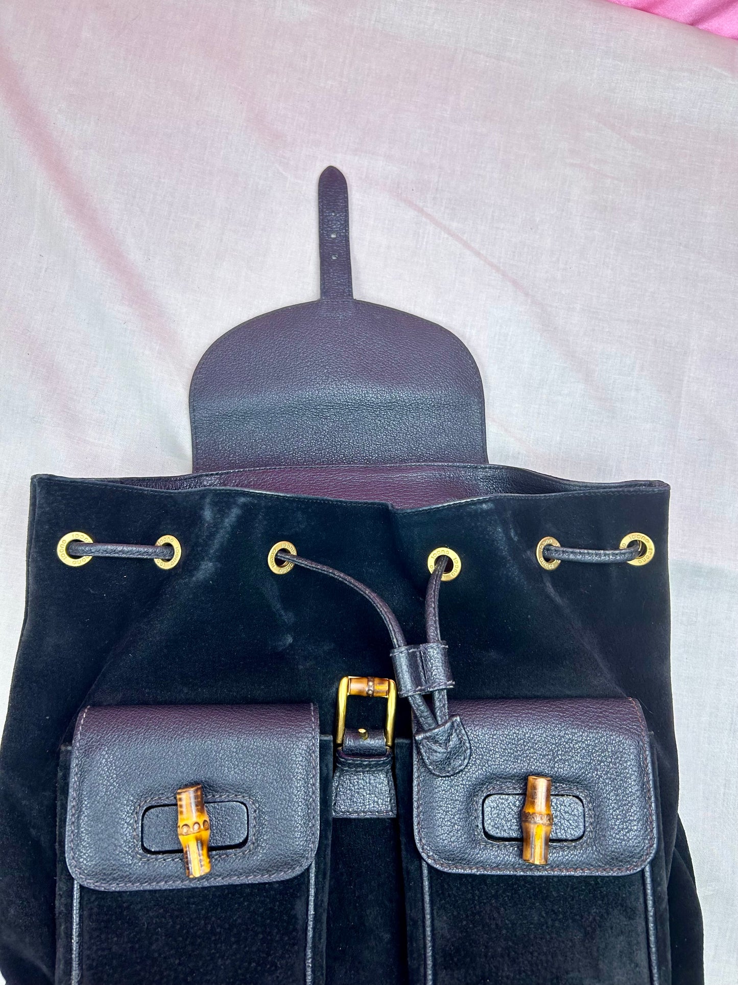 Black Gucci Bamboo Backpack