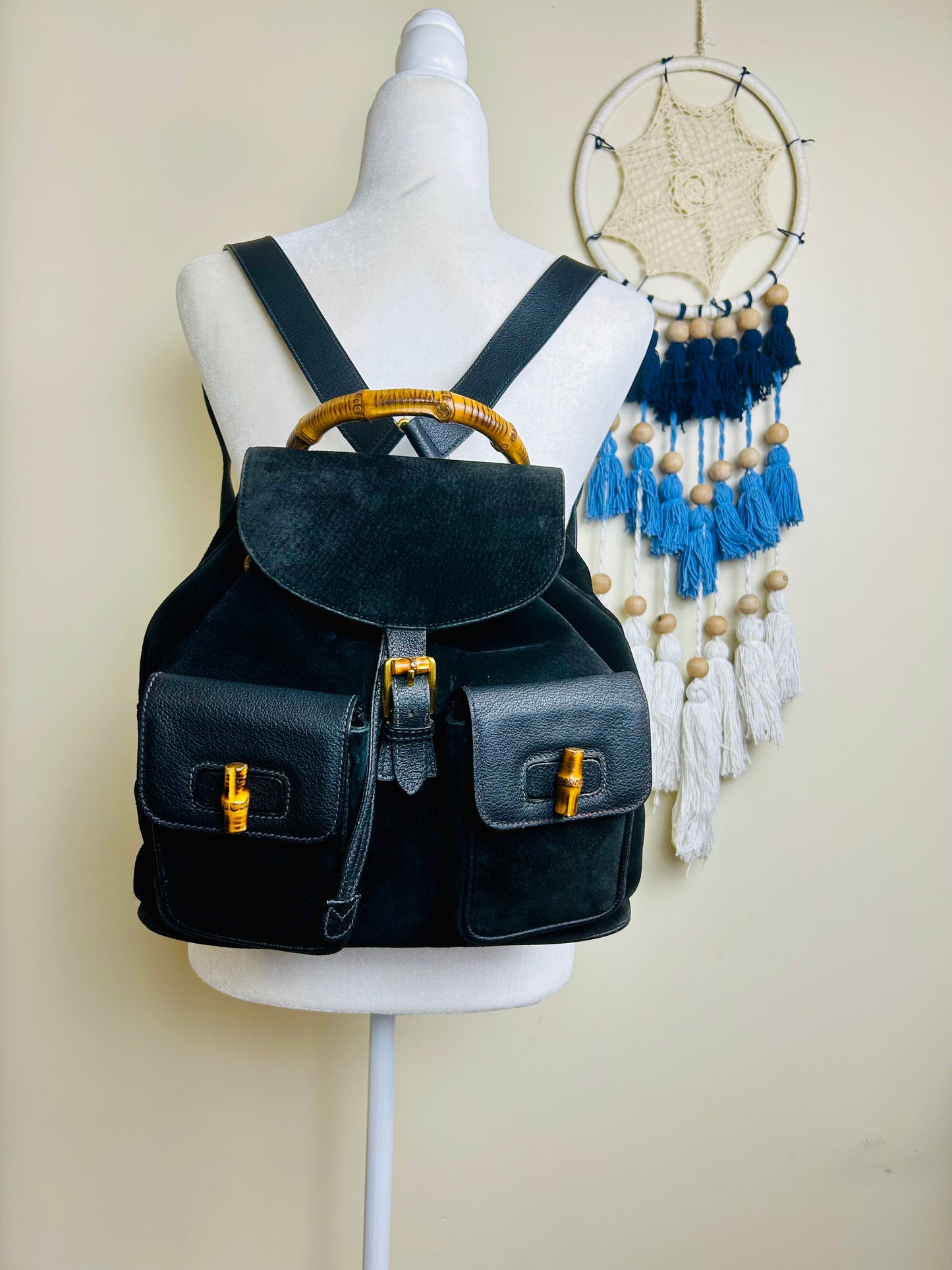 Black Gucci Bamboo Backpack