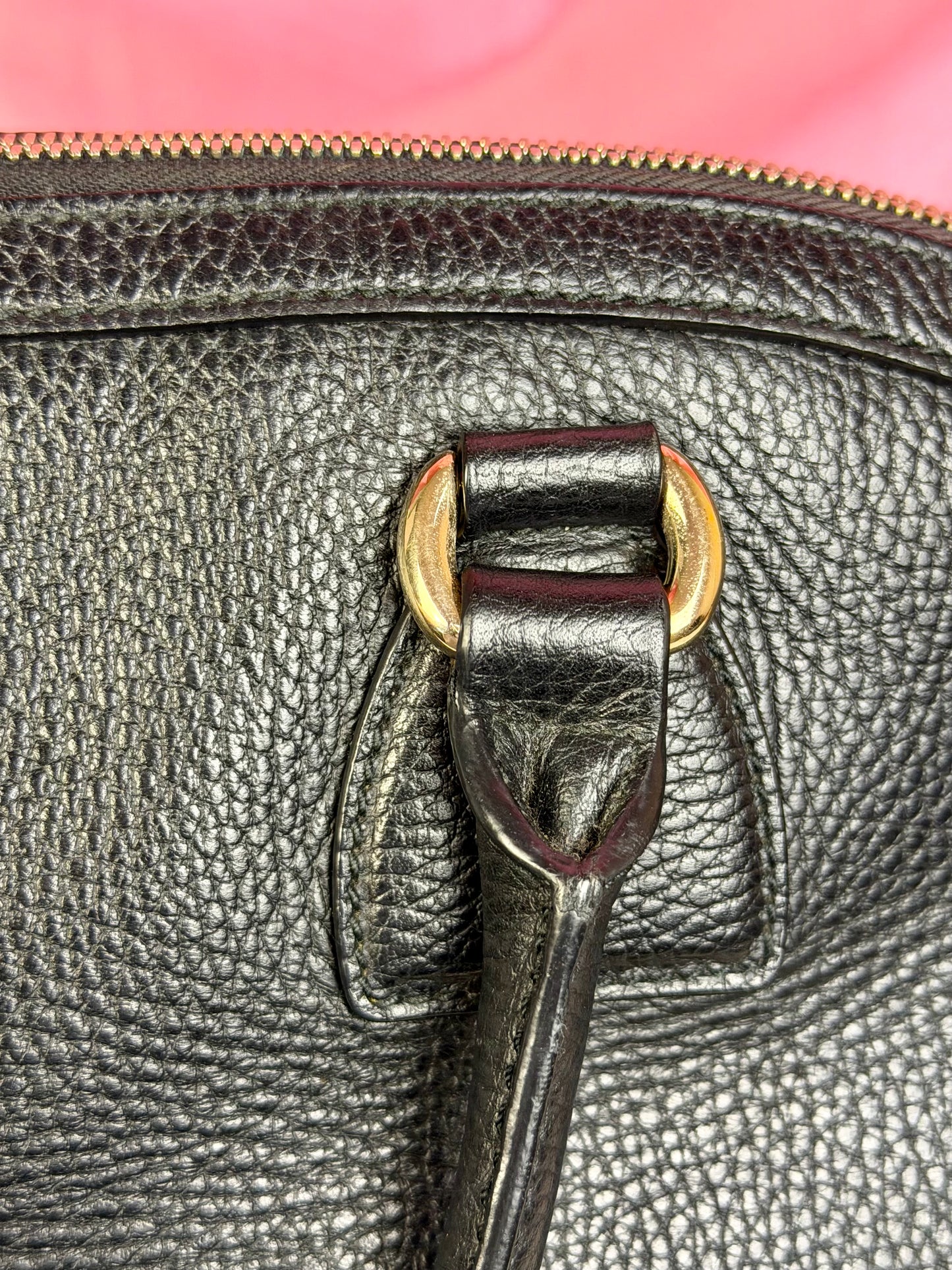 Black Gucci Dollar Calfskin Dome Satchel