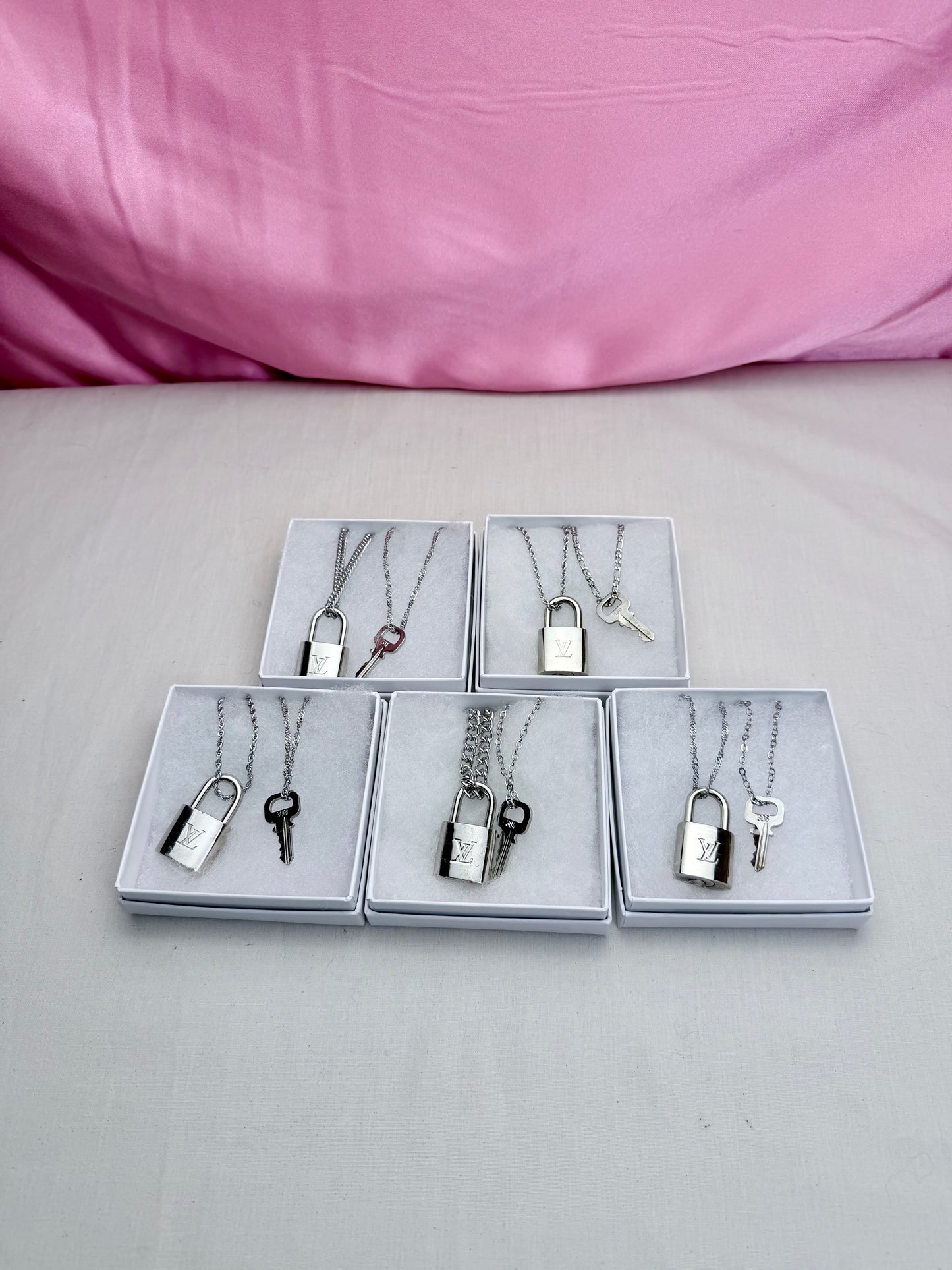 Silver Lock and Key Necklaces