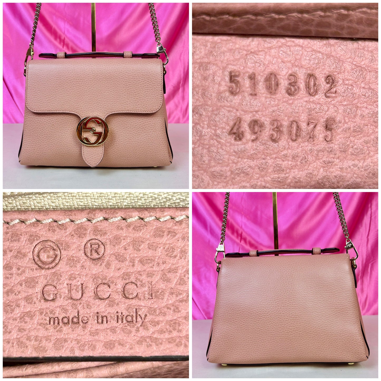 Pink Interlocking Top Handle Gucci