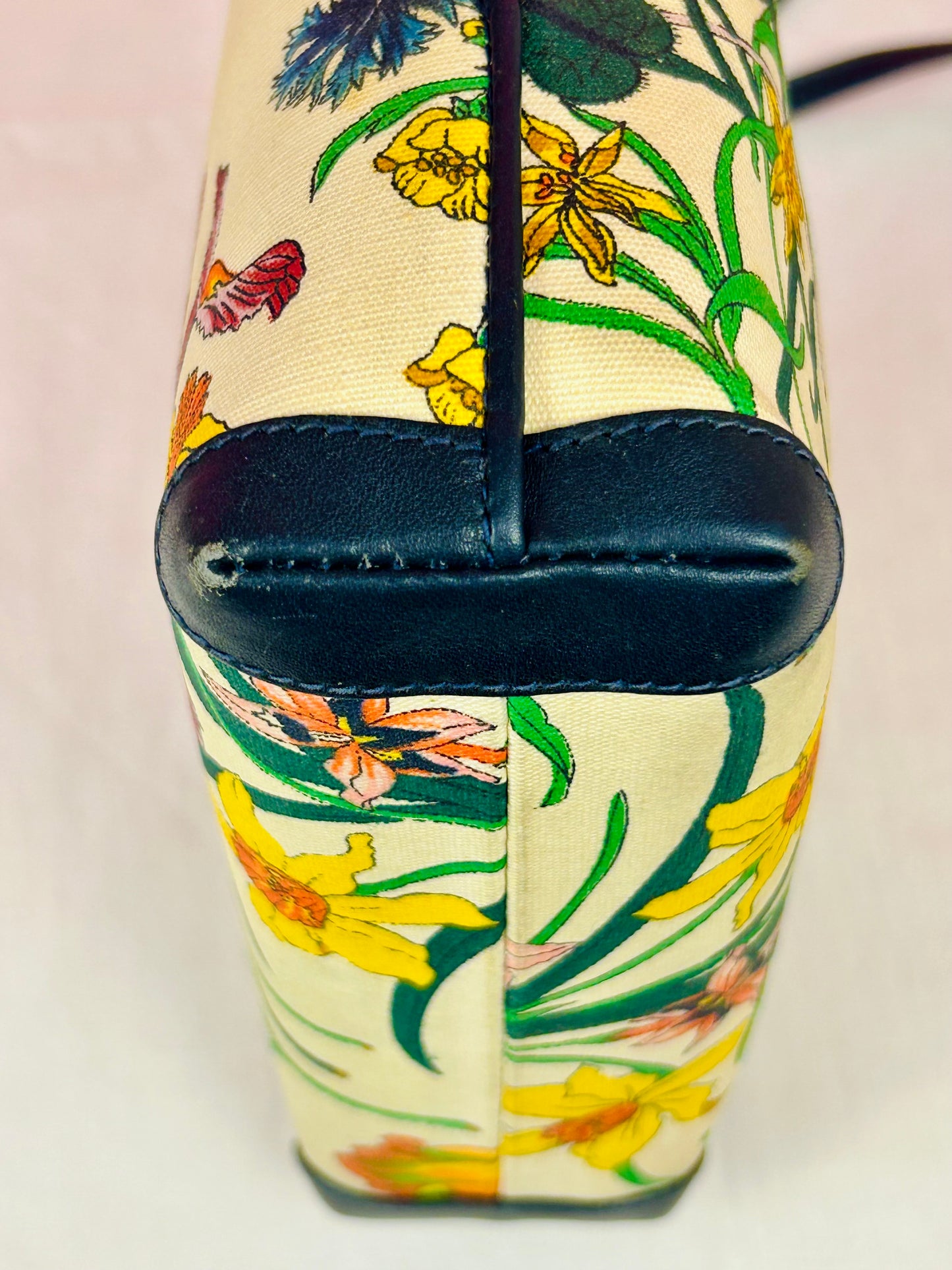 Vintage Floral and Navy Gucci Crossbody