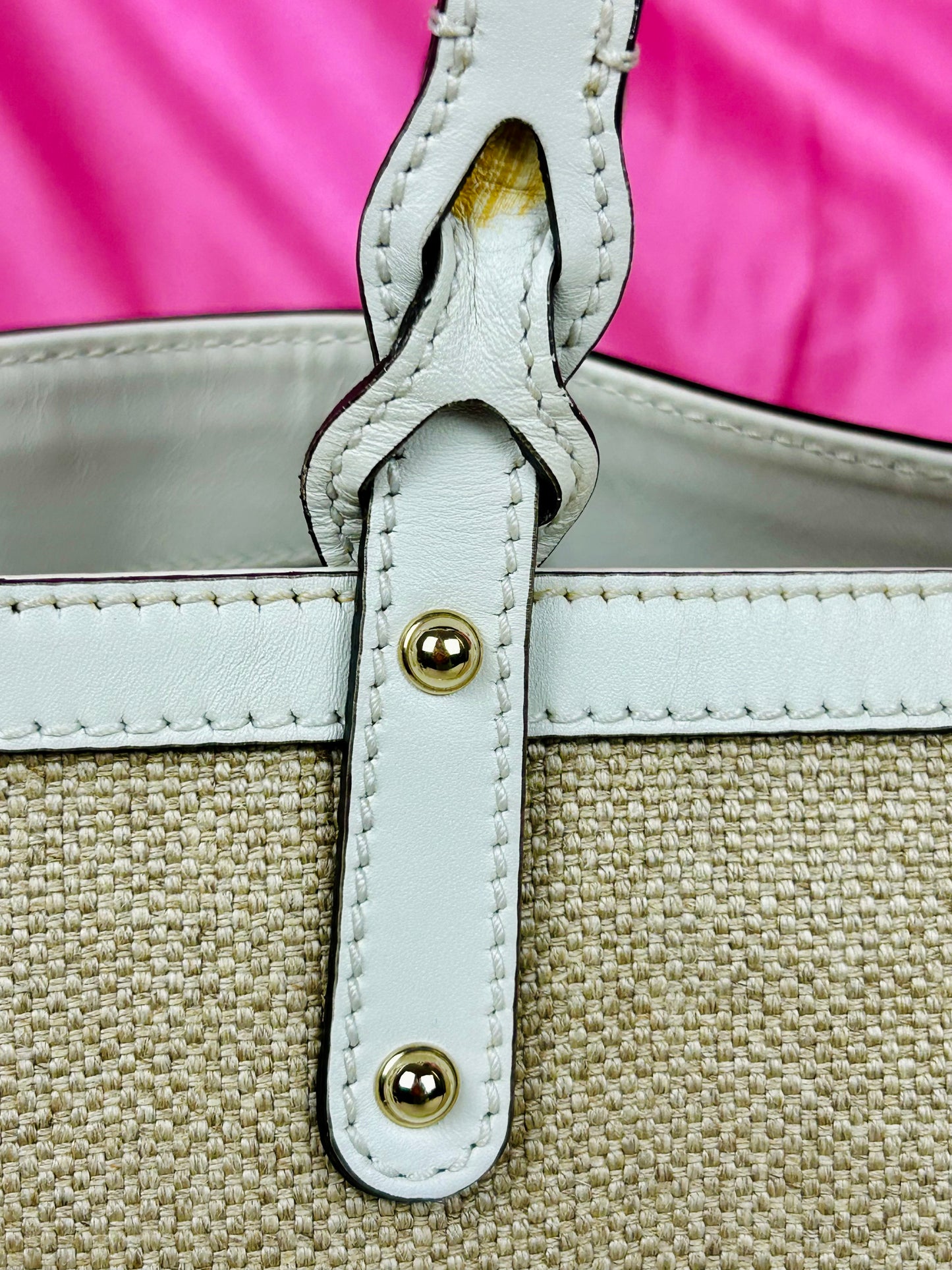 White and Linen Gucci Tote