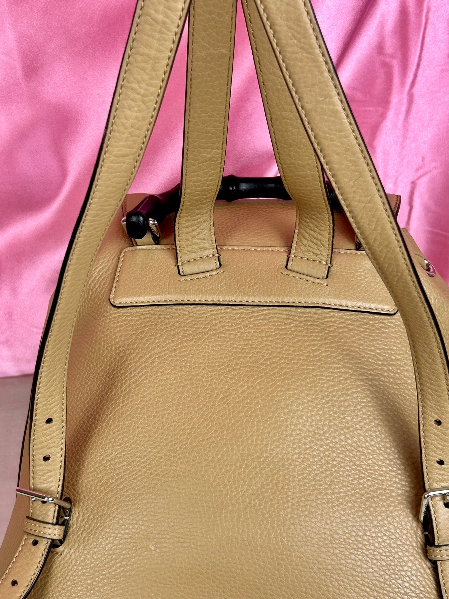 Gucci Tan Leather Bamboo Backpack (New Model)