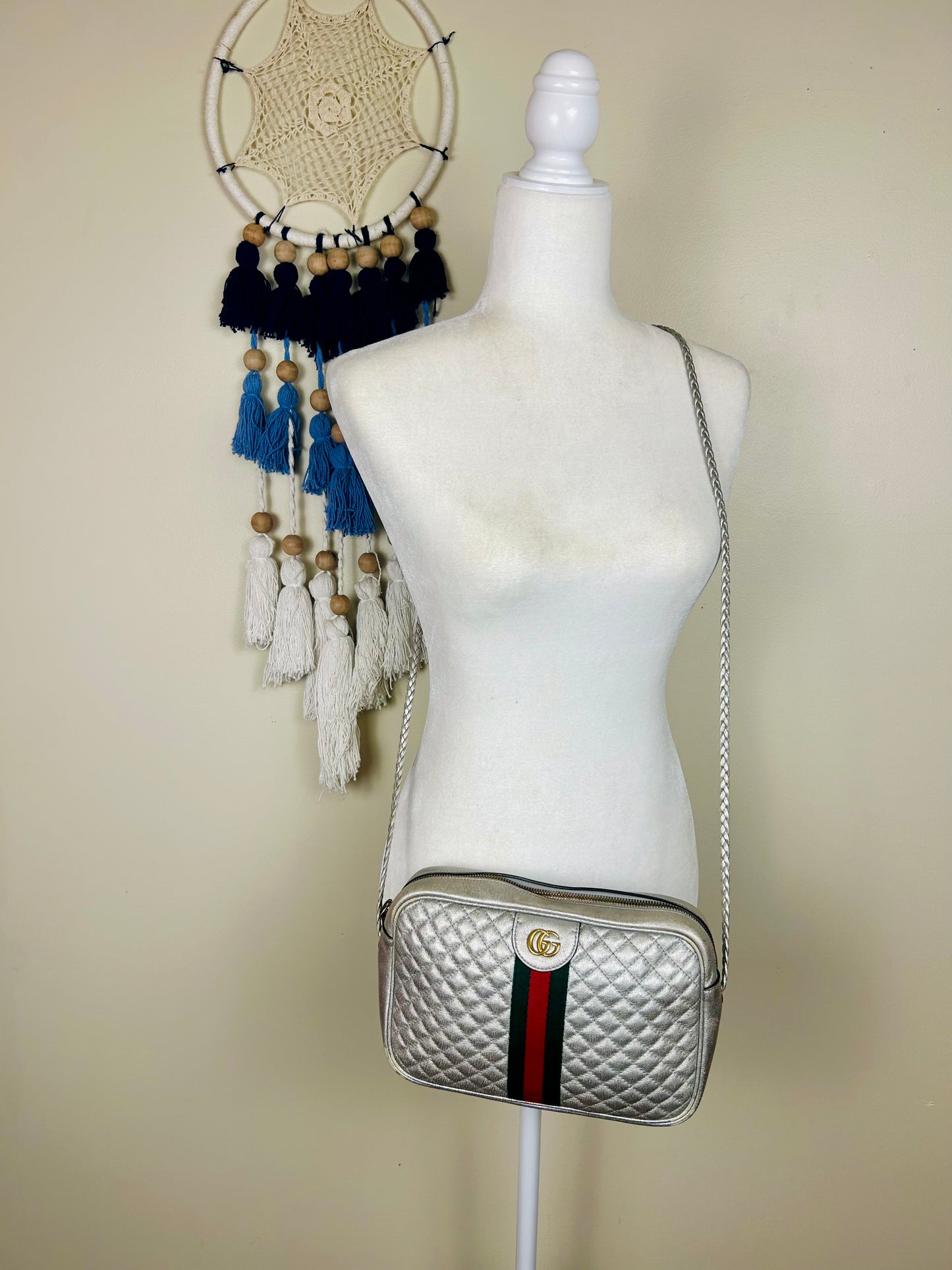 Silver Gucci Napa Trapuntata Crossbody