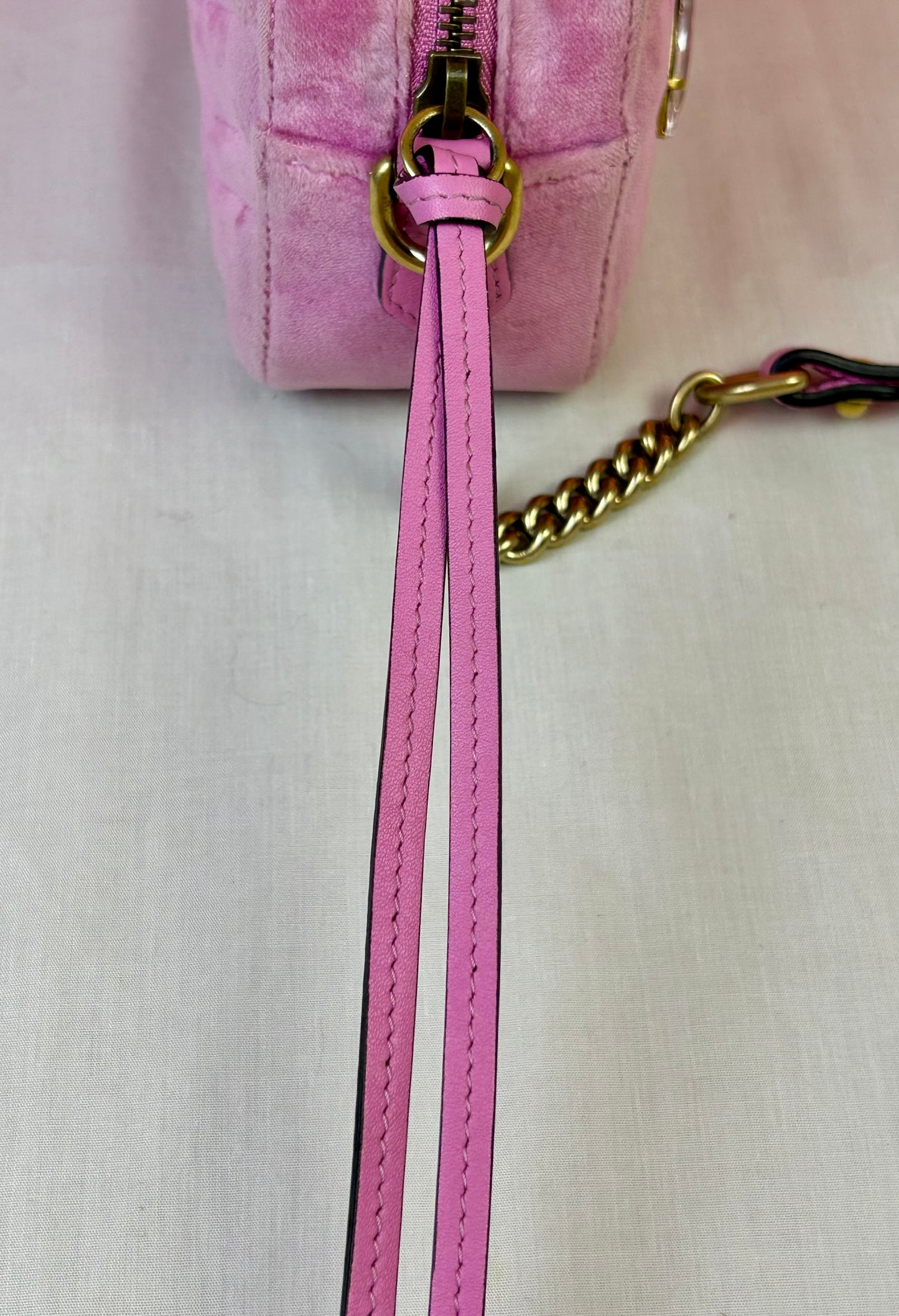 Pink Velvet and Crystal Mini Marmont