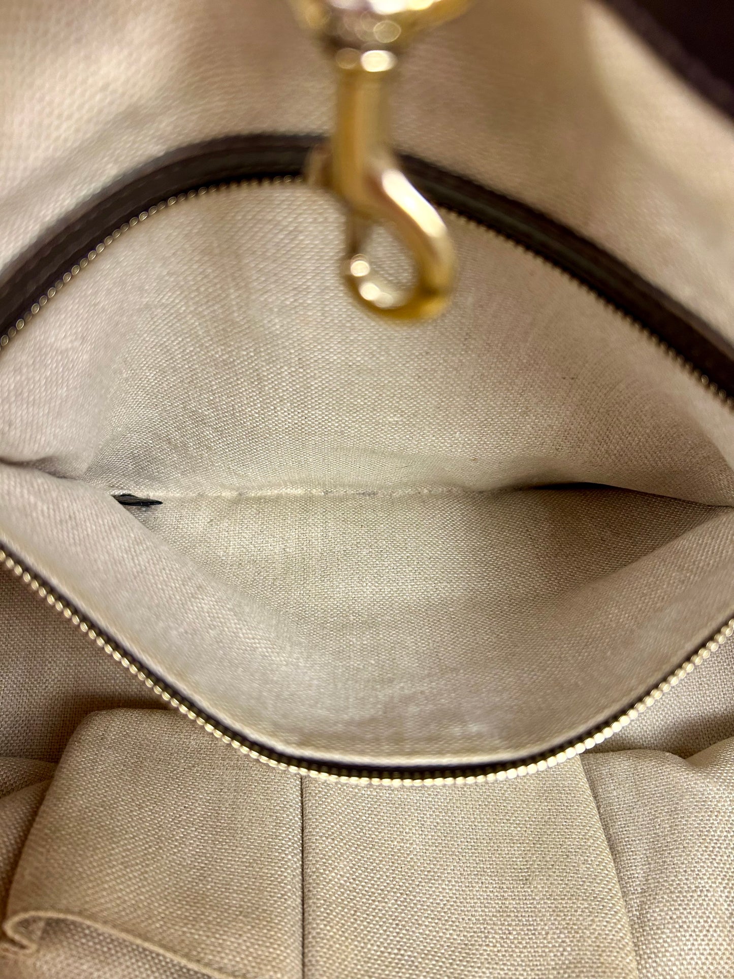 Brown and Linen Gucci Tote and Pouch