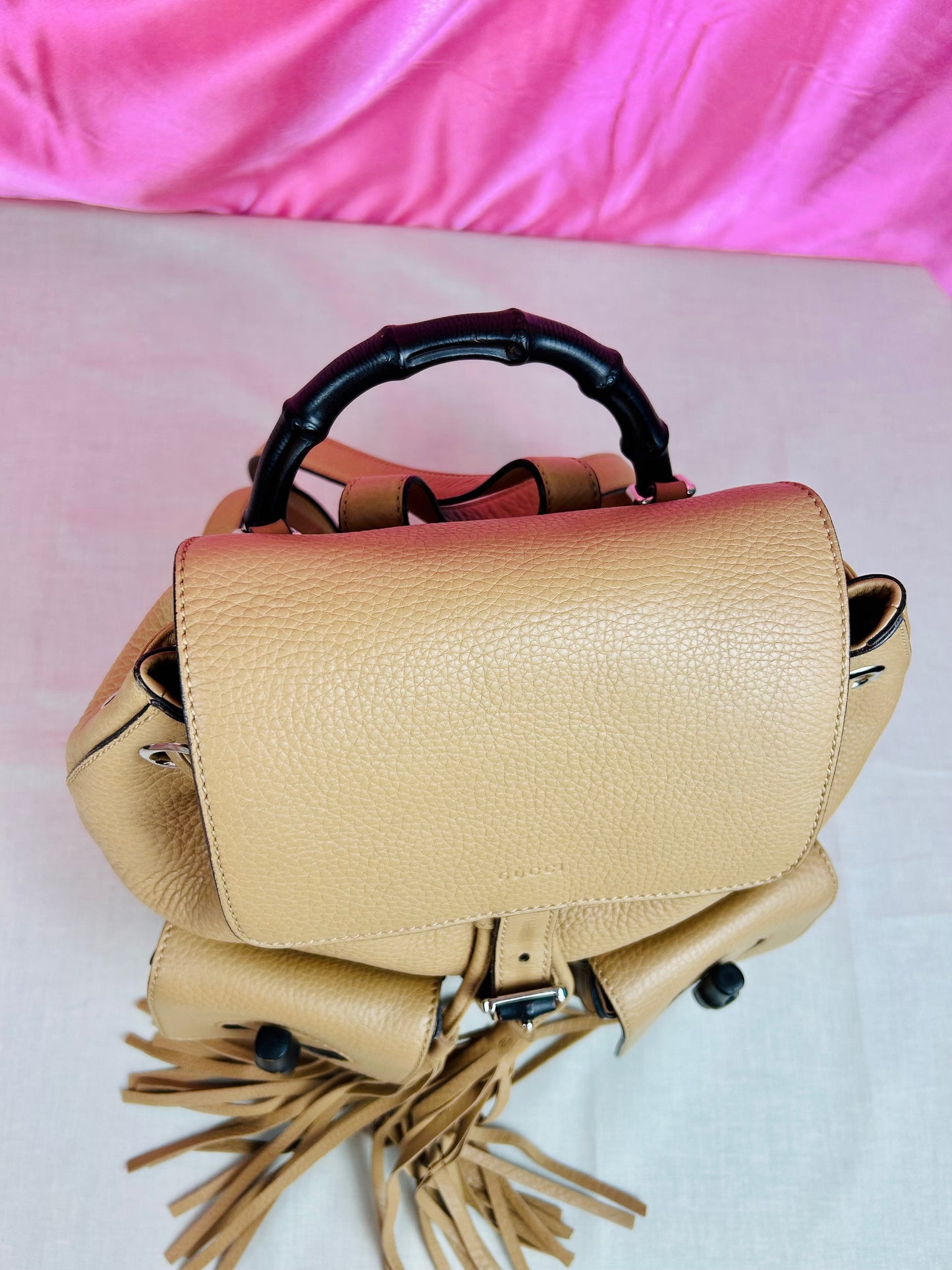 Gucci Tan Leather Bamboo Backpack (New Model)