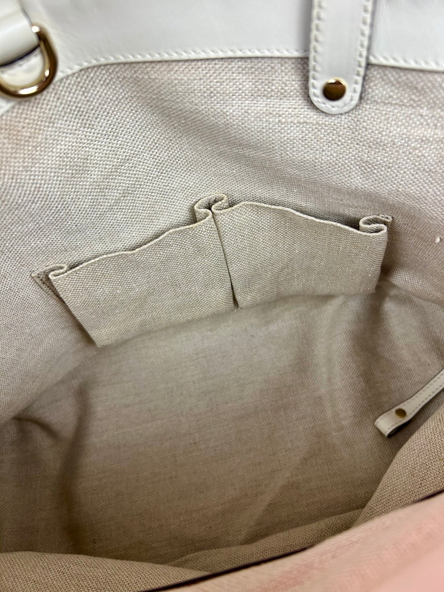 White and Linen Gucci Tote