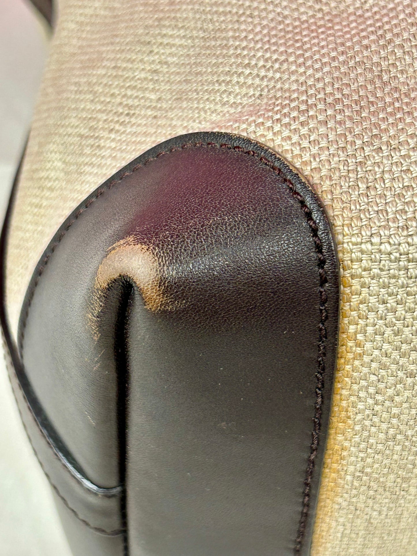 Brown and Linen Gucci Tote and Pouch