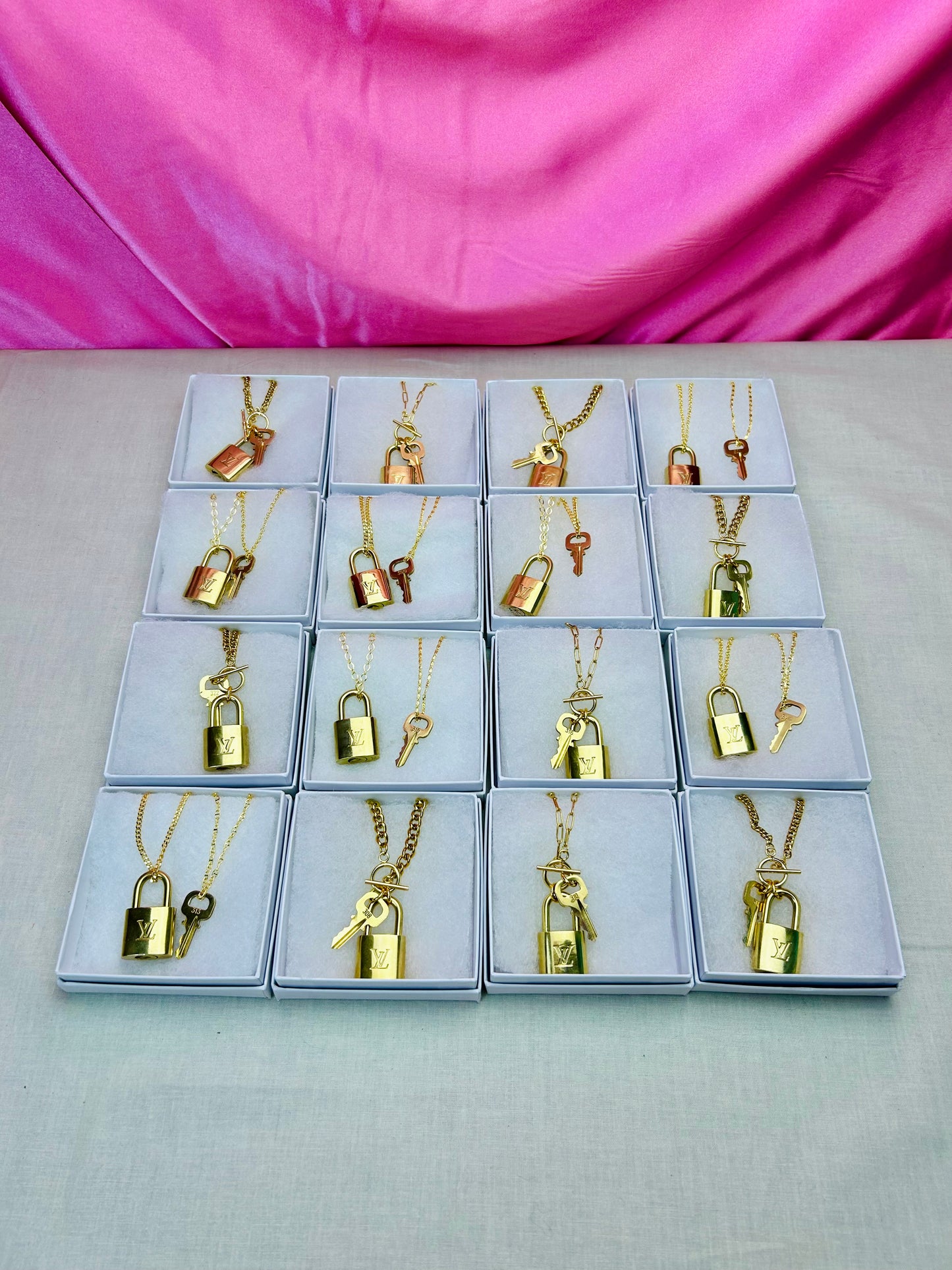 Lock and Key Necklace Set