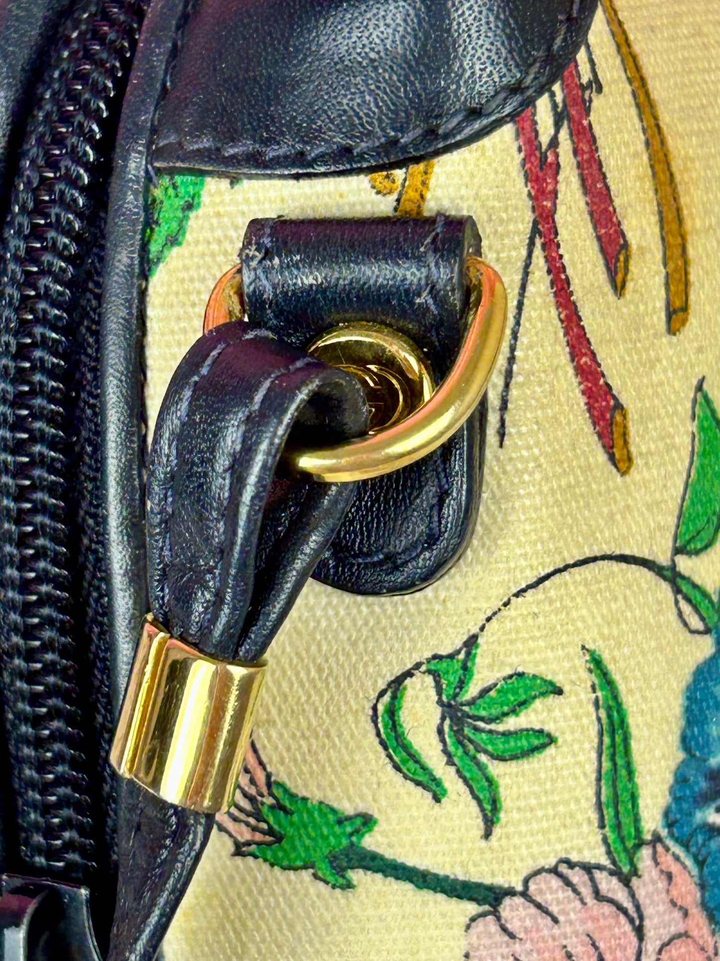 Vintage Floral and Navy Gucci Crossbody