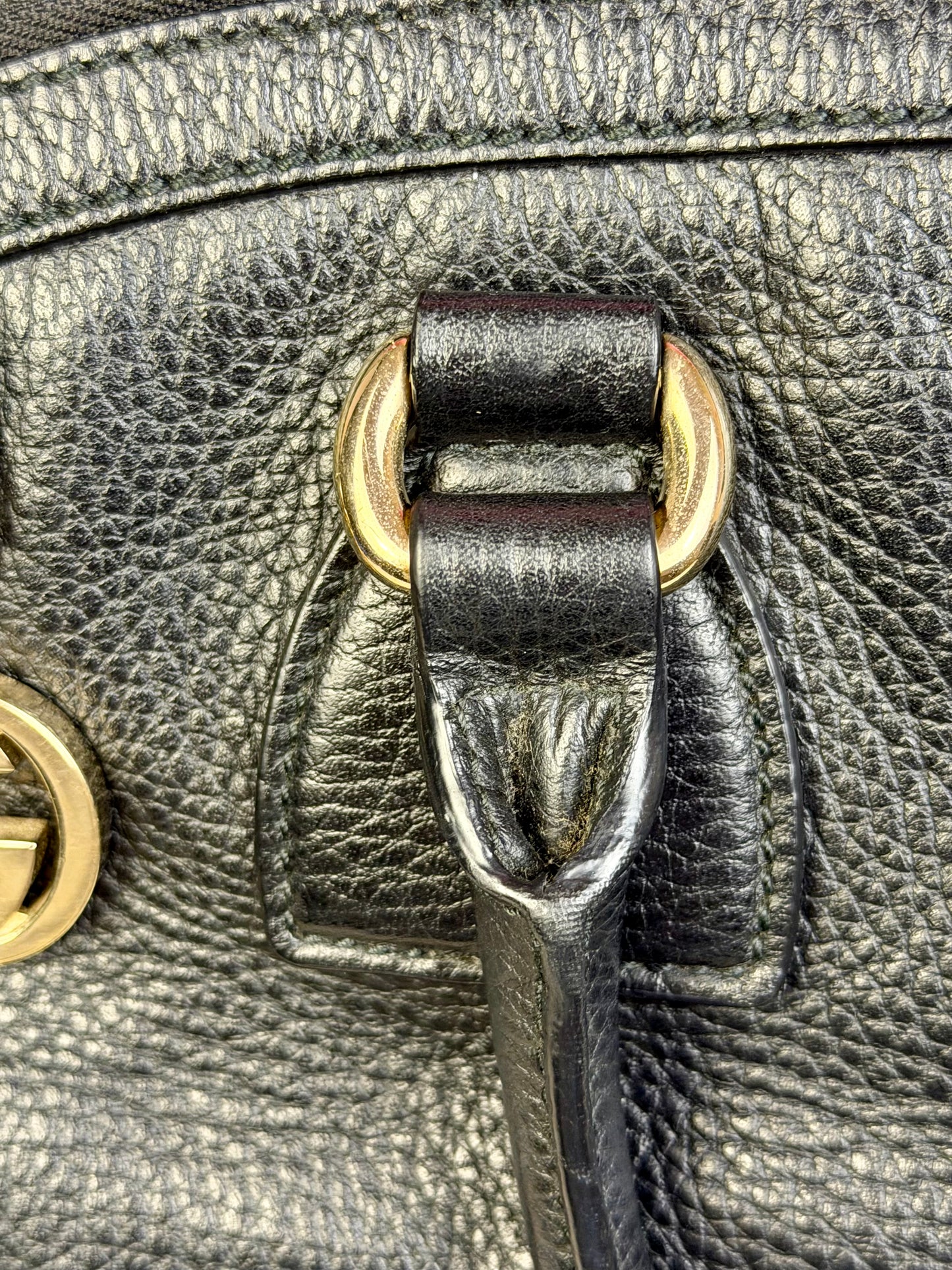 Black Gucci Dollar Calfskin Dome Satchel