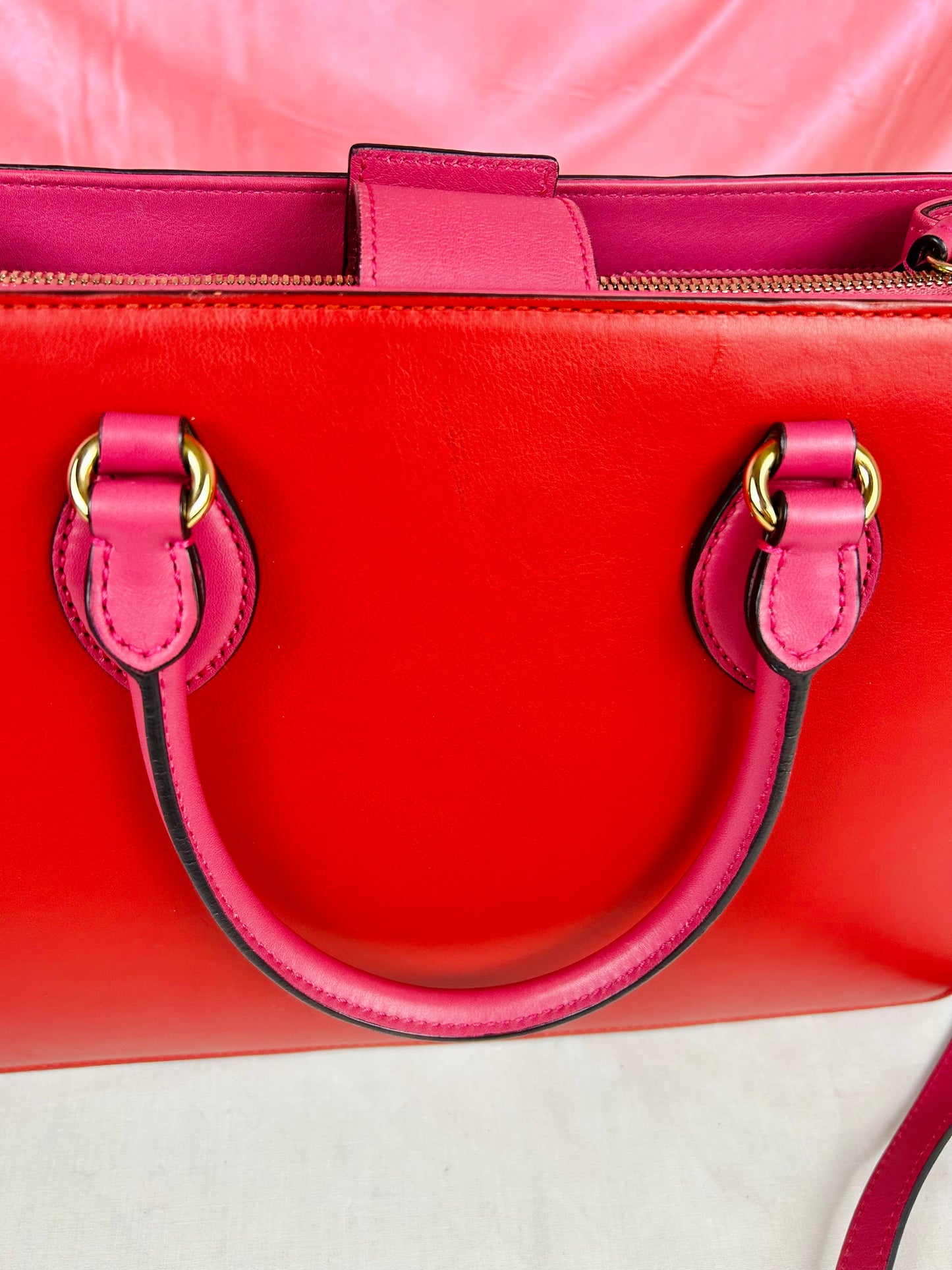 Gucci Red and Pink Open Top Tote
