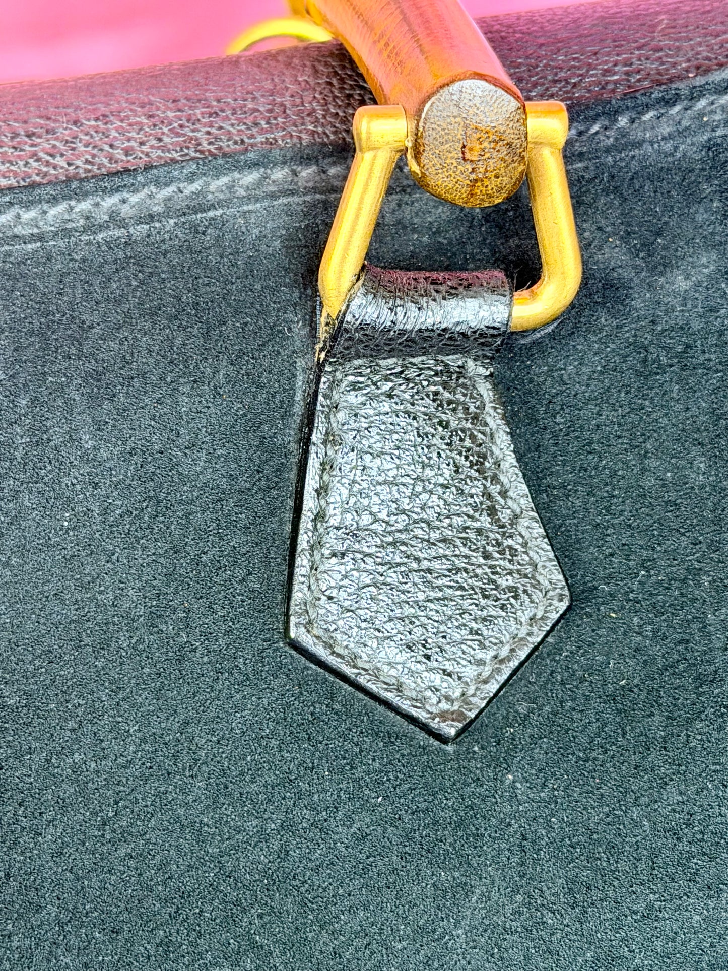 Gucci Black Suede Bamboo Tote