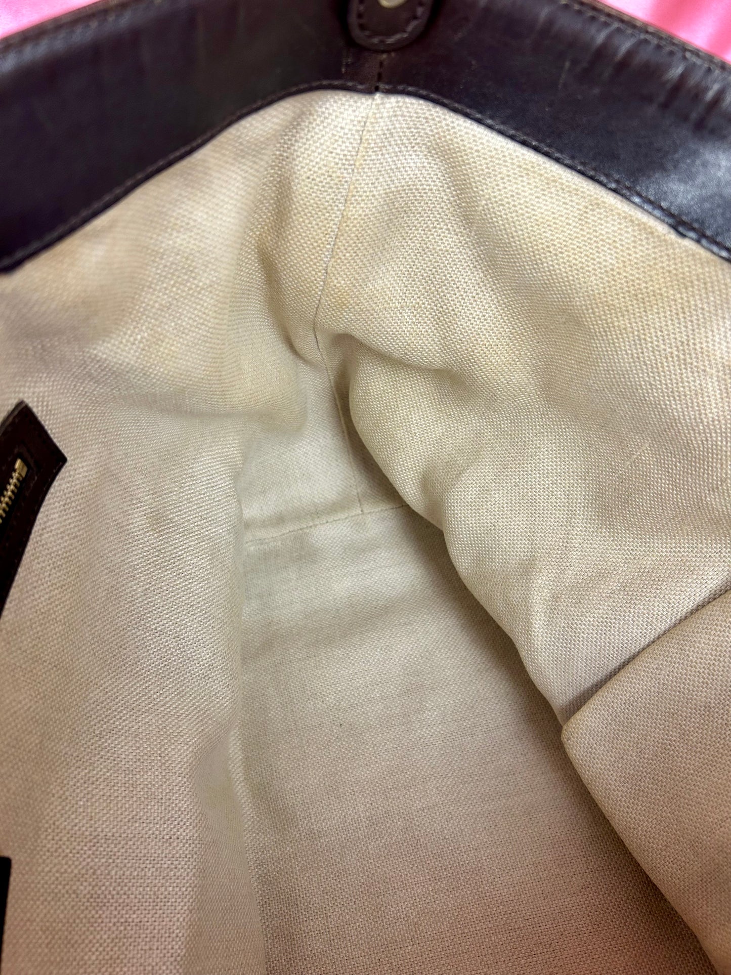 Brown and Linen Gucci Tote and Pouch