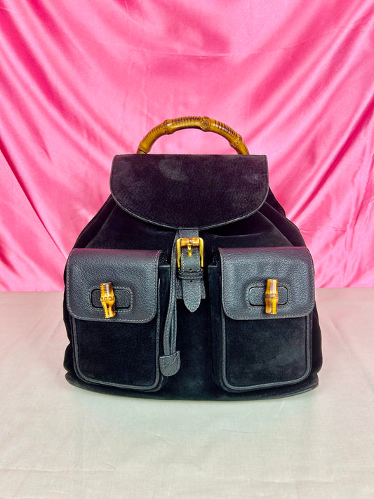 Black Gucci Bamboo Backpack