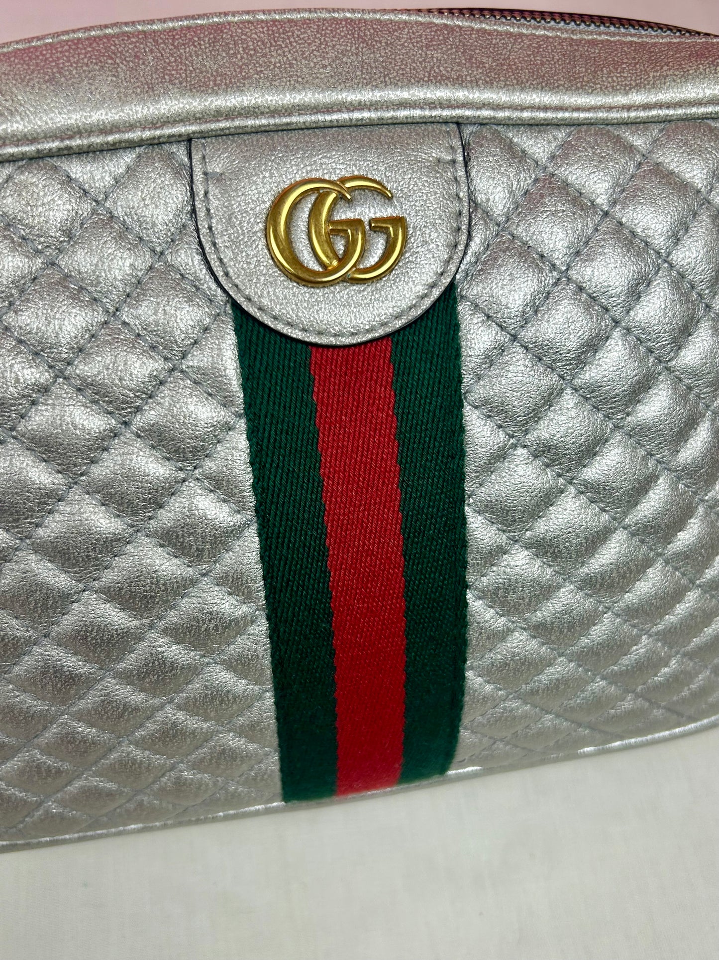 Silver Gucci Napa Trapuntata Crossbody