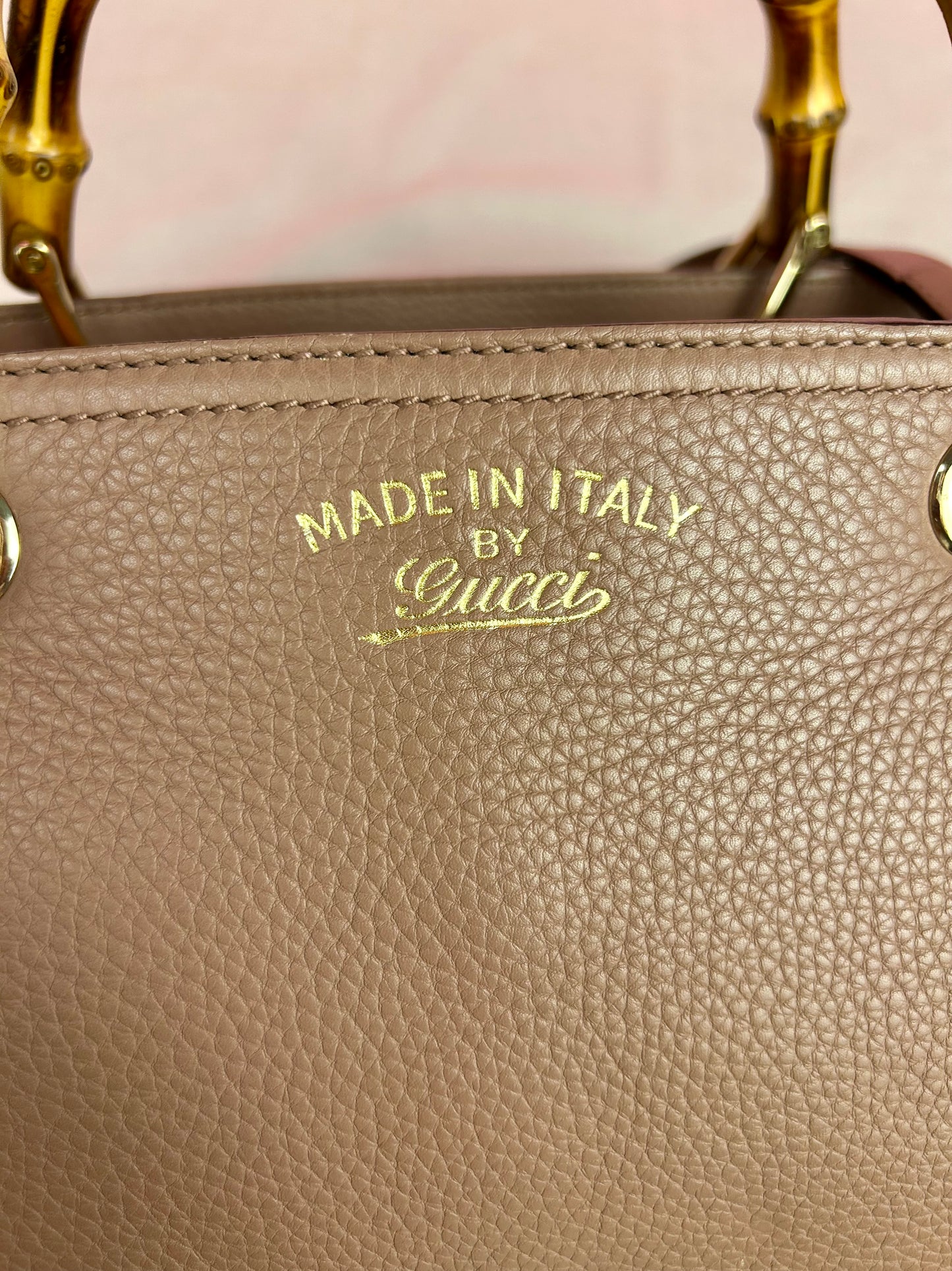 Mauve Gucci Bamboo Handle Two-Way