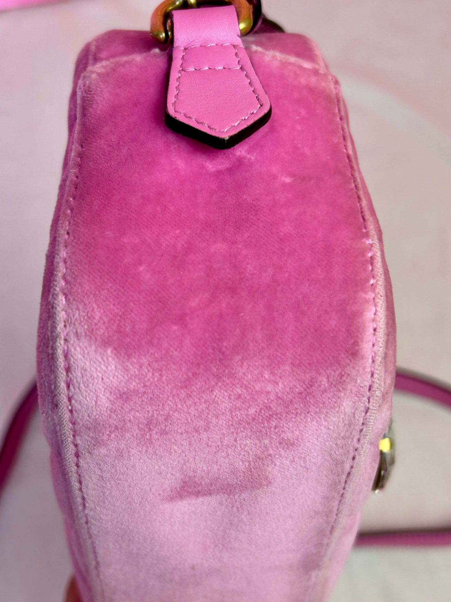 Pink Velvet and Crystal Mini Marmont