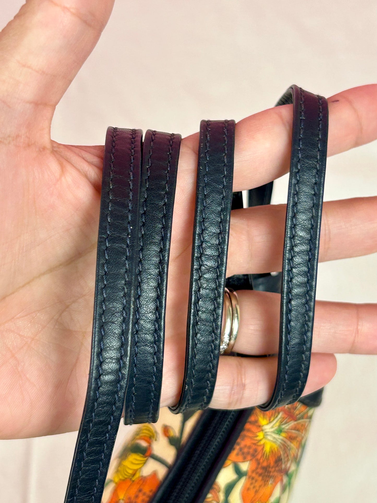 Vintage Floral and Navy Gucci Crossbody