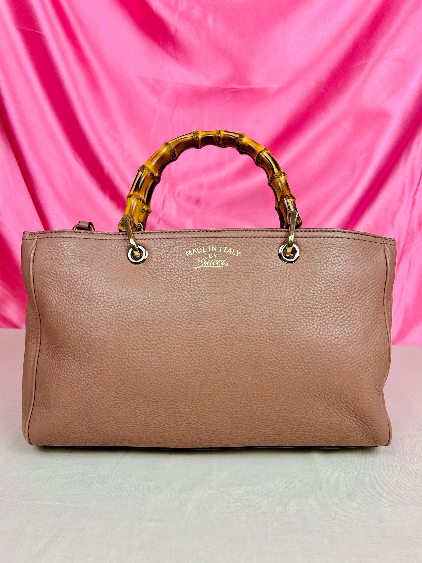 Mauve Gucci Bamboo Handle Two-Way