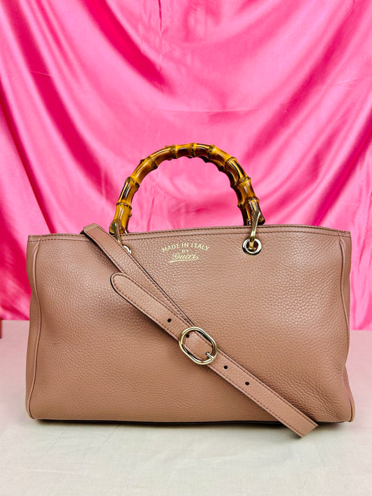 Mauve Gucci Bamboo Handle Two-Way
