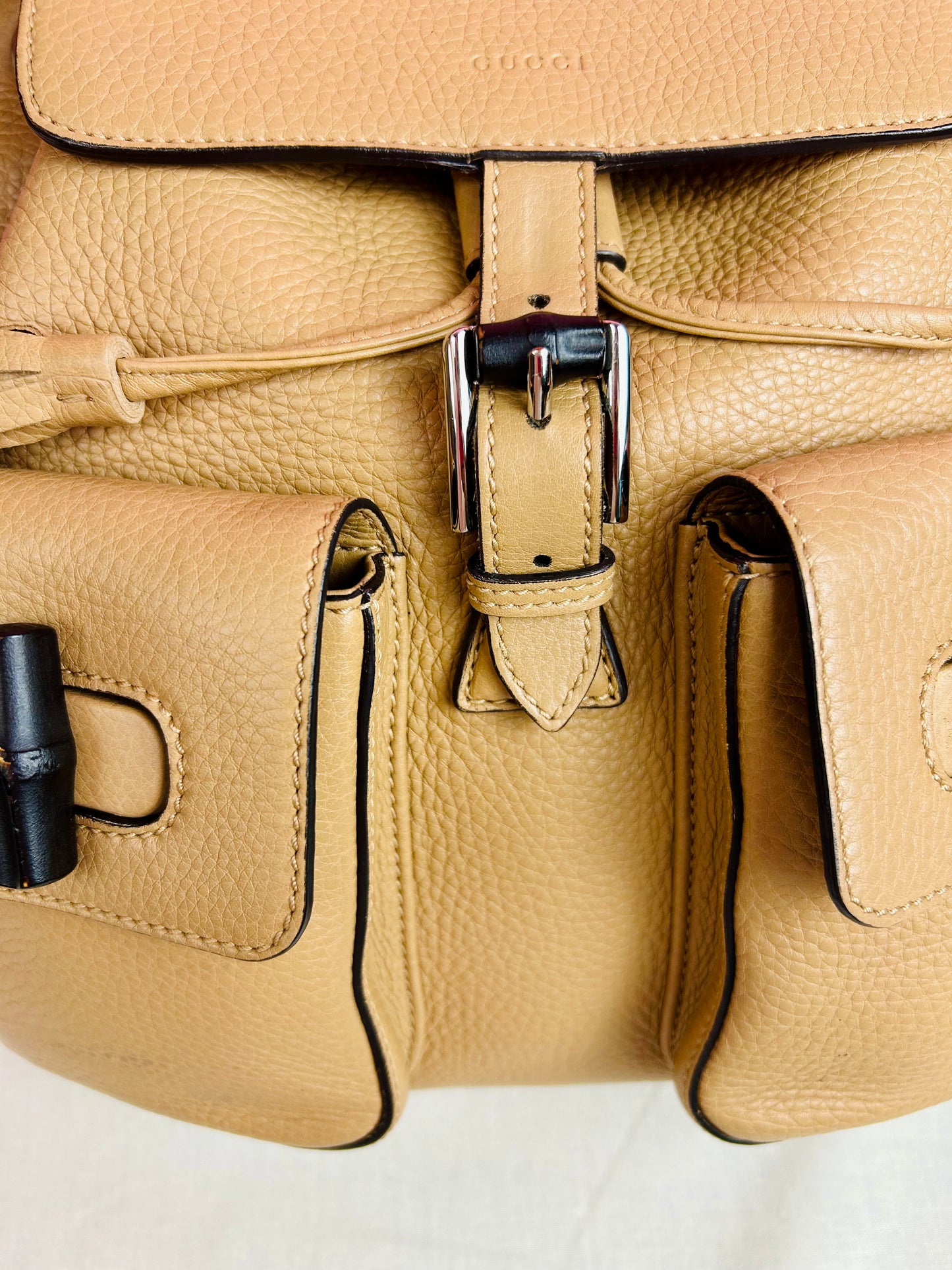 Gucci Tan Leather Bamboo Backpack (New Model)