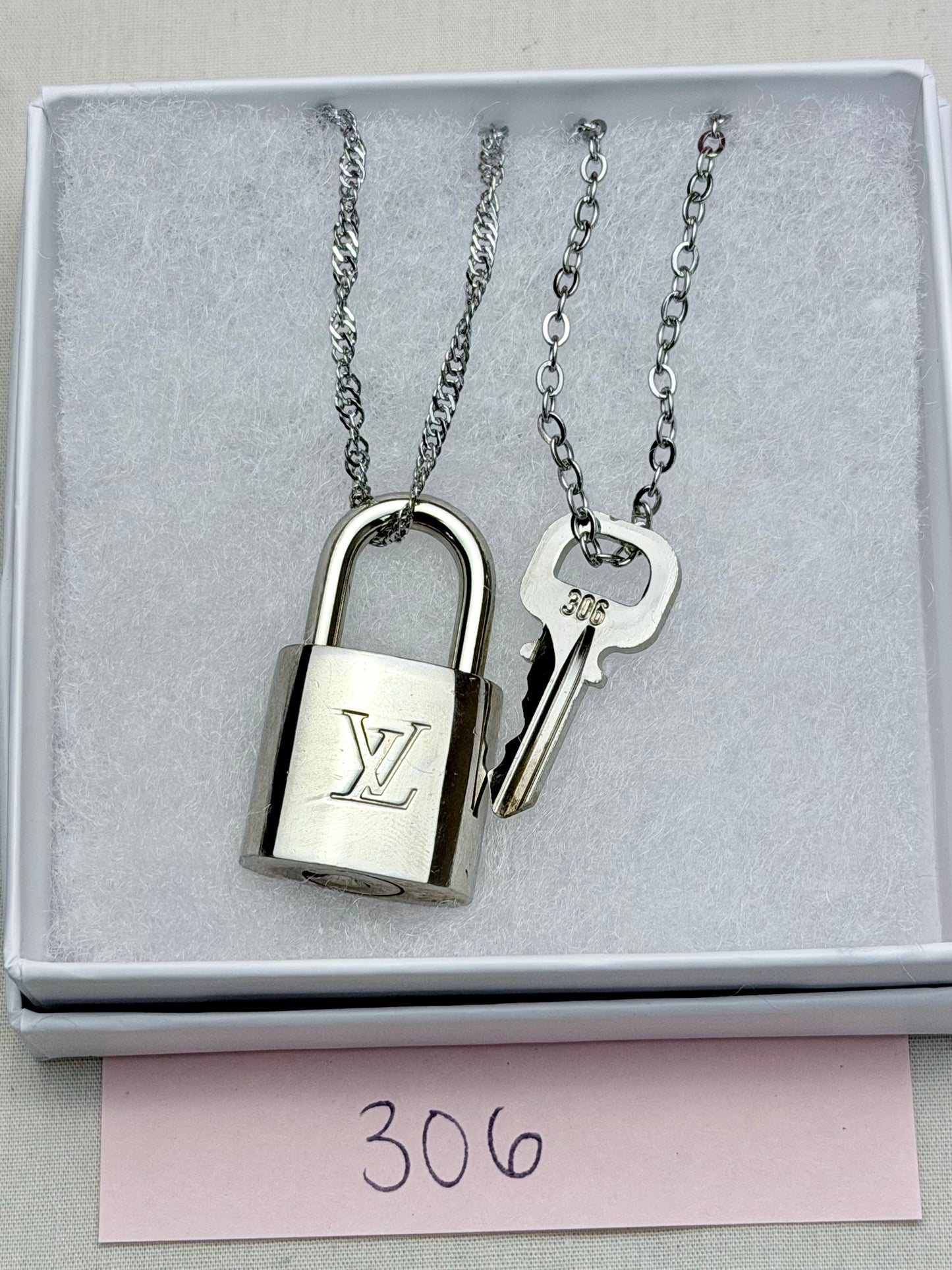 Silver Lock and Key Necklaces
