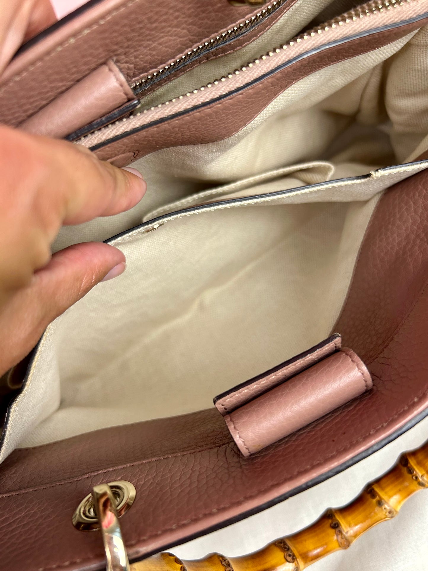 Mauve Gucci Bamboo Handle Two-Way