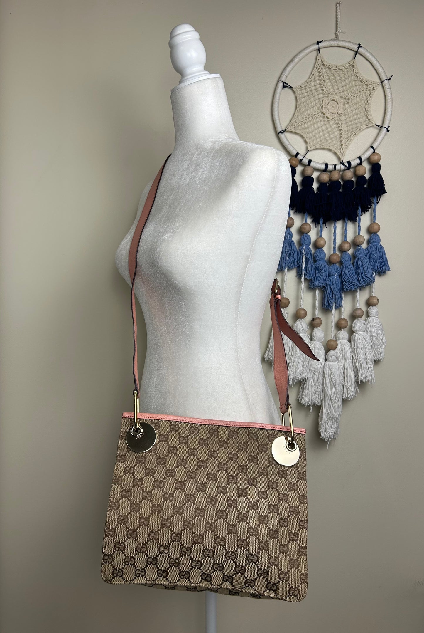 Gucci Pink Strap Supreme Crossbody