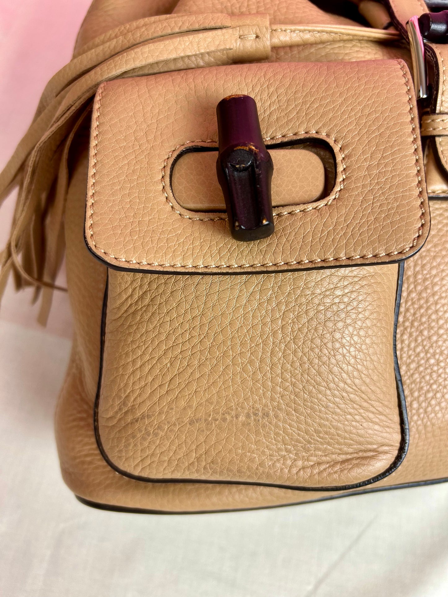 Gucci Tan Leather Bamboo Backpack (New Model)